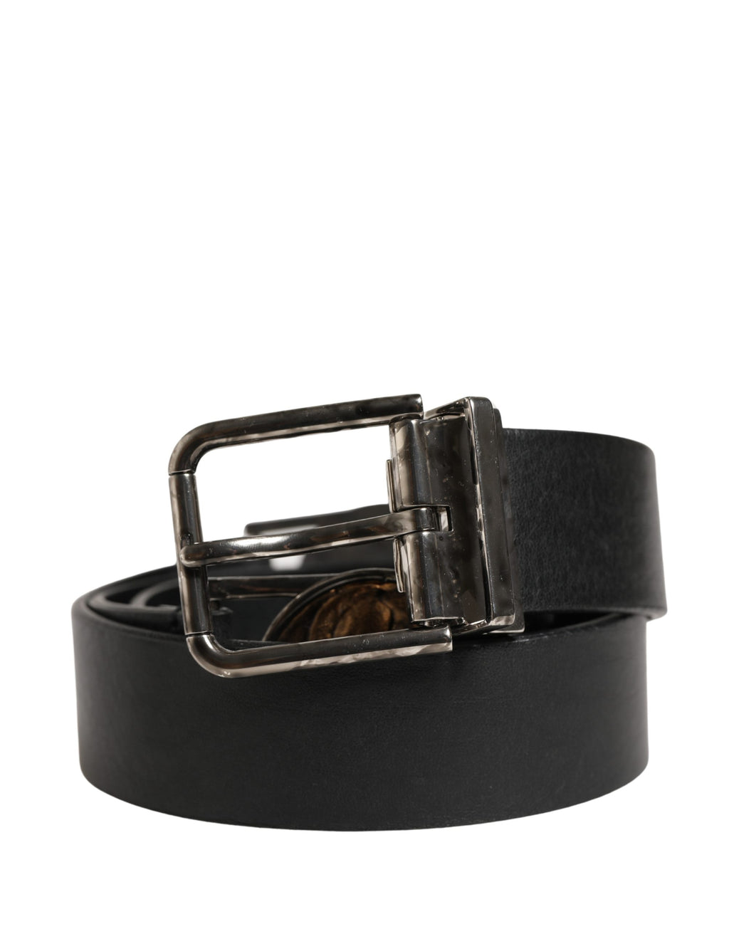 Dolce & Gabbana Men Black Classic Leather Metal Buckle Belt