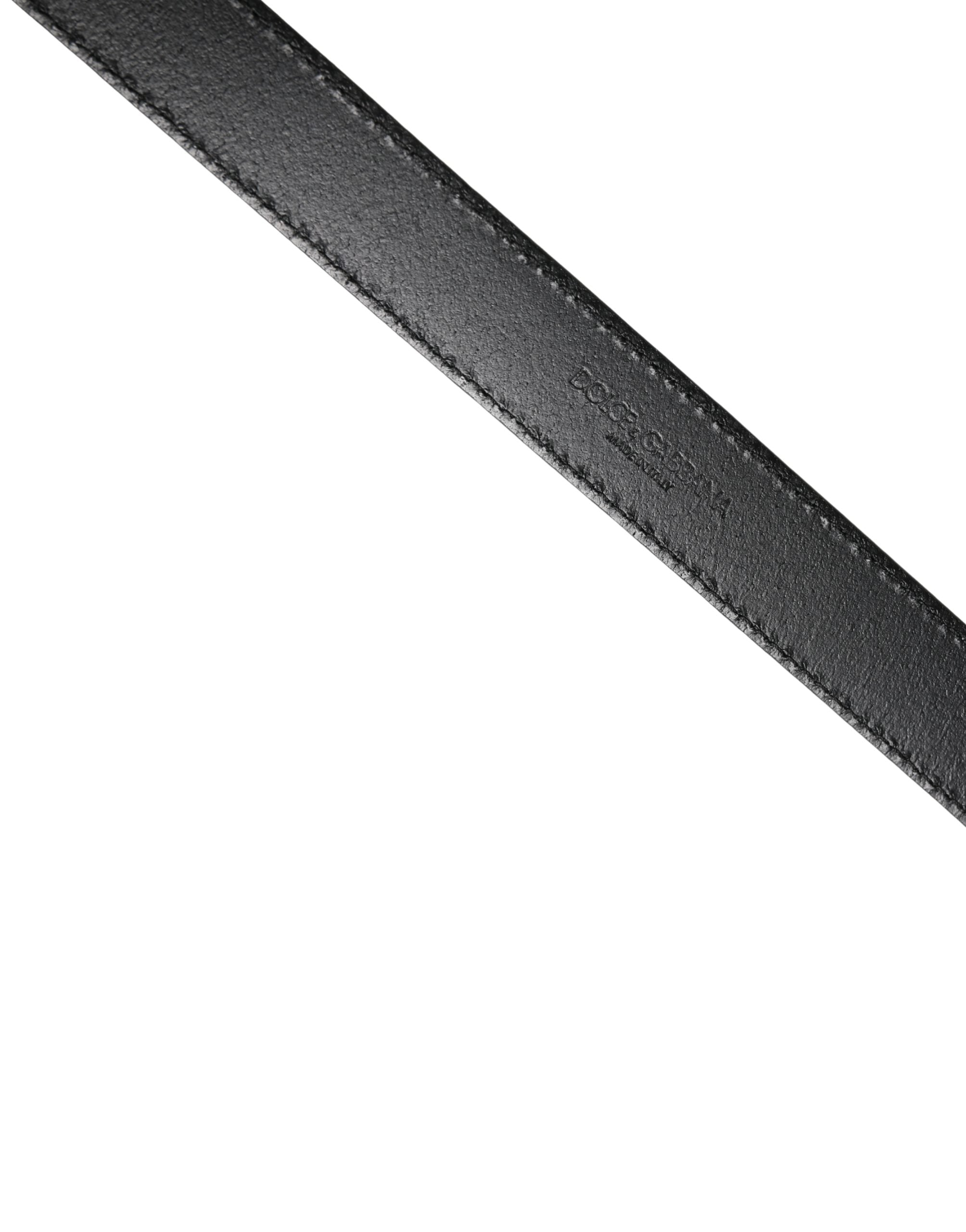 Dolce & Gabbana Men Black Classic Leather Square Buckle Belt