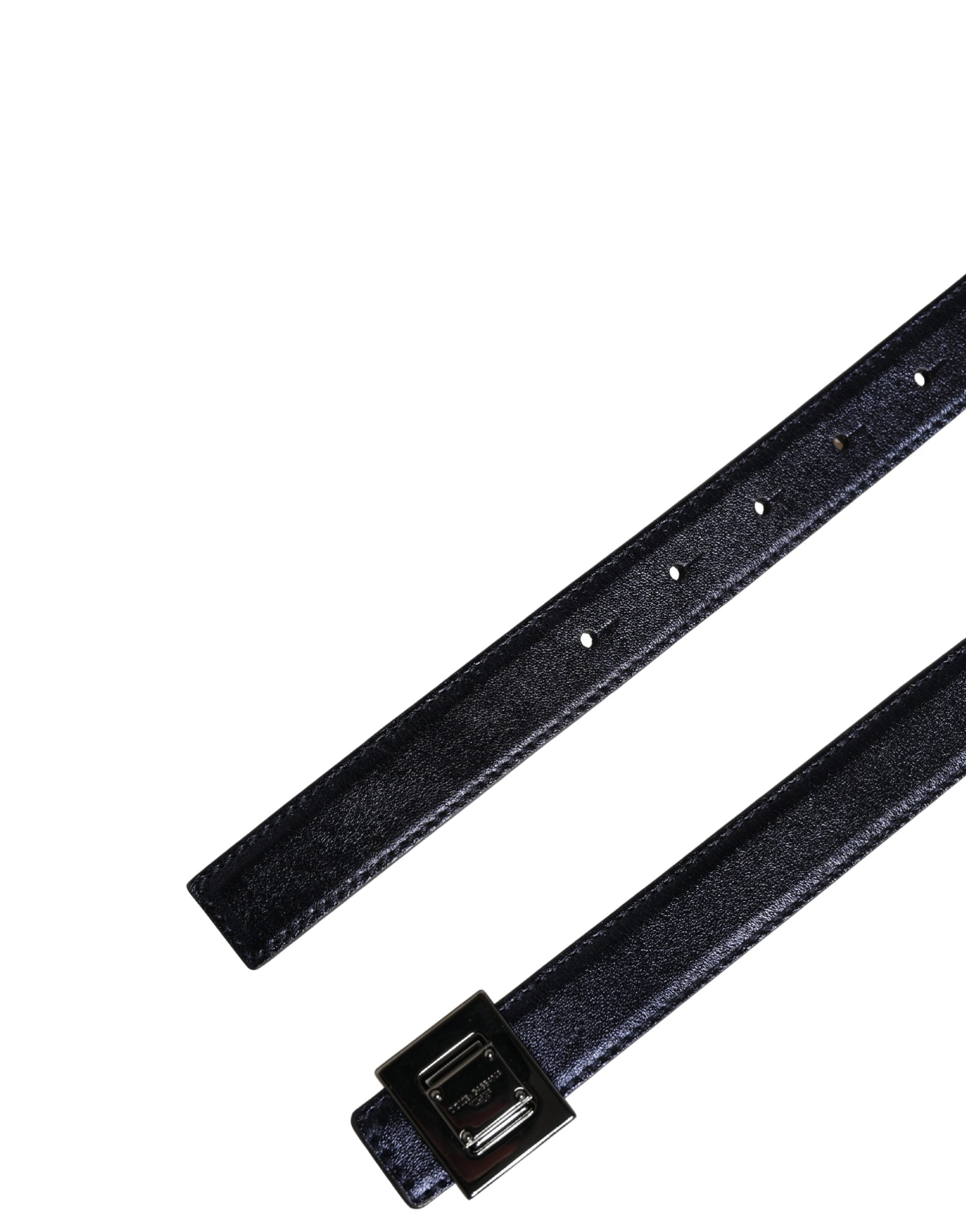 Dolce & Gabbana Men Black Classic Leather Square Buckle Belt