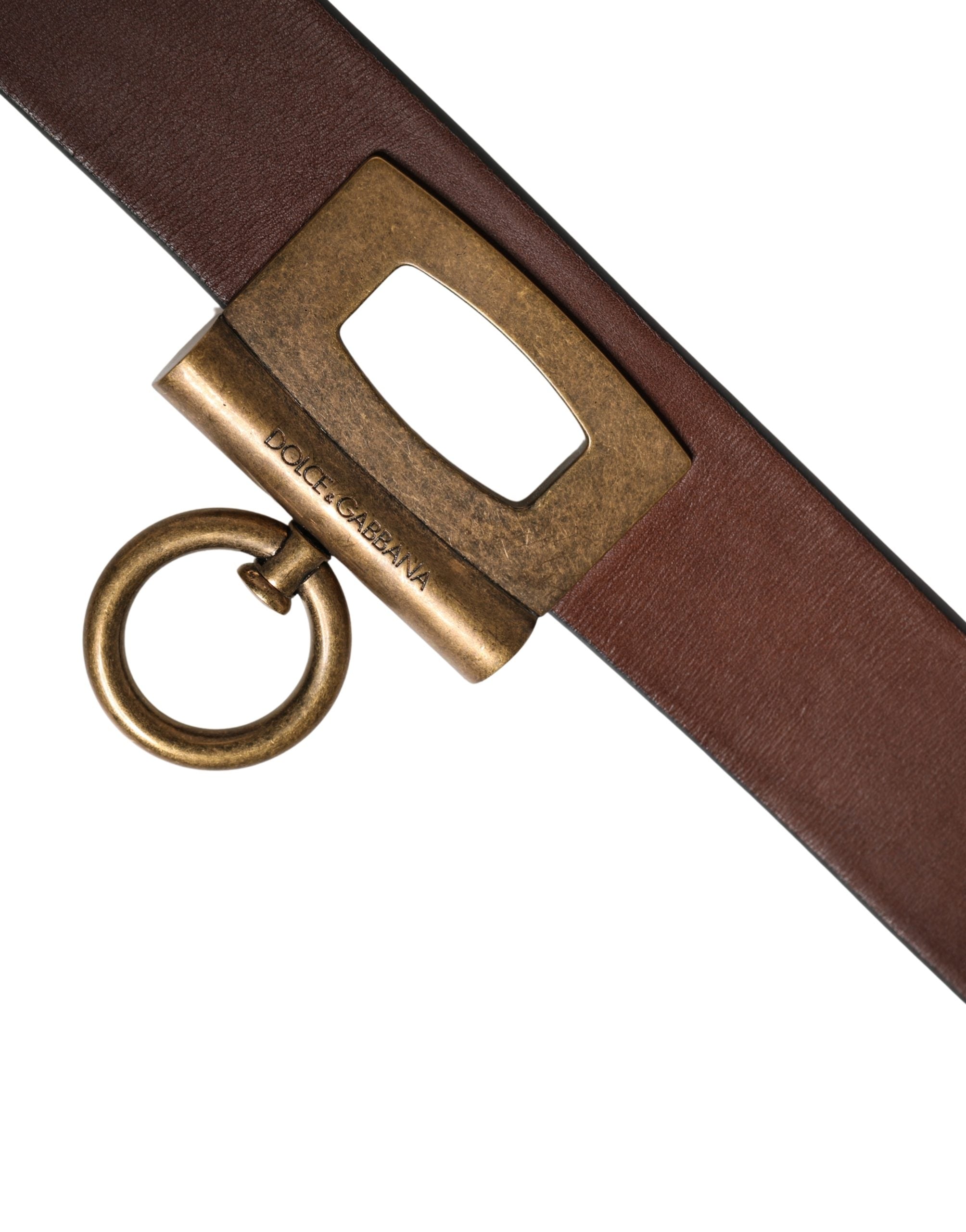 Dolce & Gabbana Men Brown Classic Leather Metal Buckle Belt