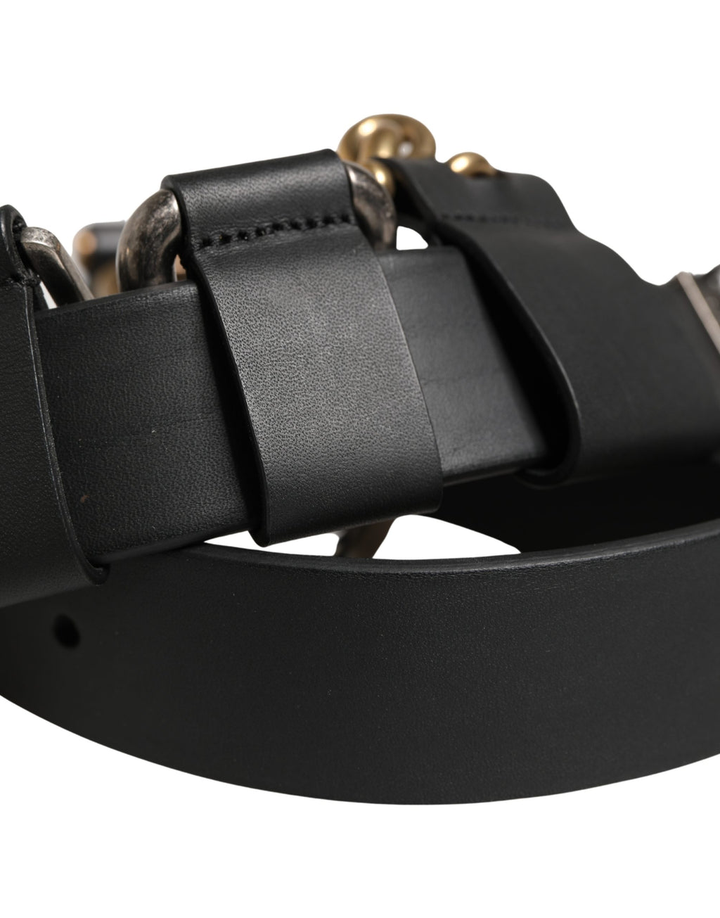 Dolce & Gabbana Men Black Classic Leather Metal Buckle Belt