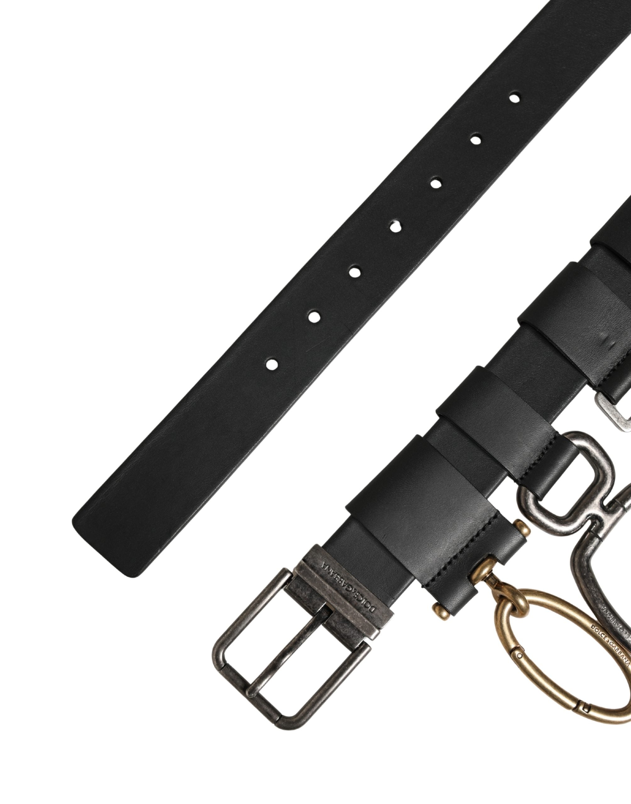 Dolce & Gabbana Men Black Classic Leather Metal Buckle Belt