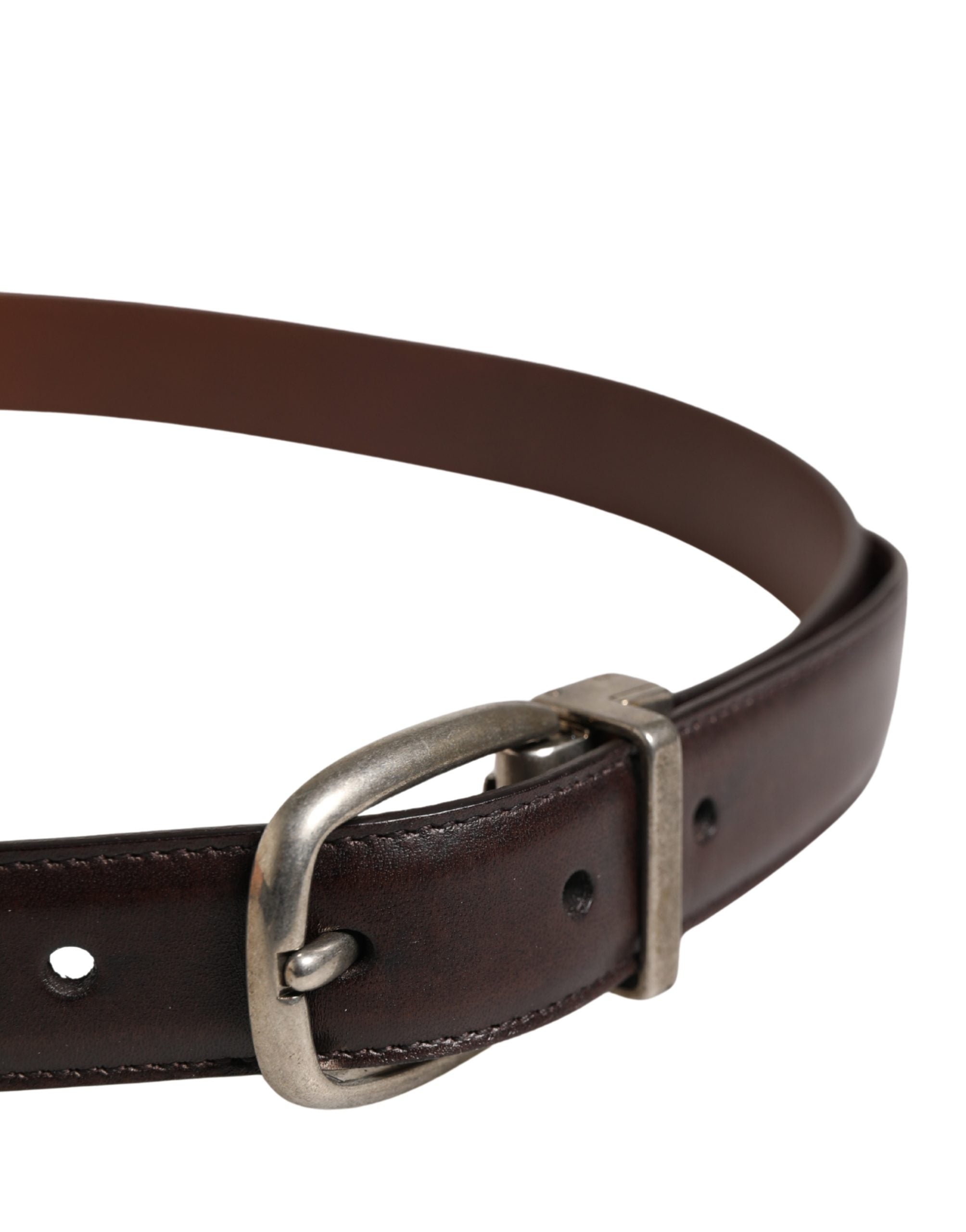 Dolce & Gabbana Men Brown Classic Leather Metal Buckle Belt