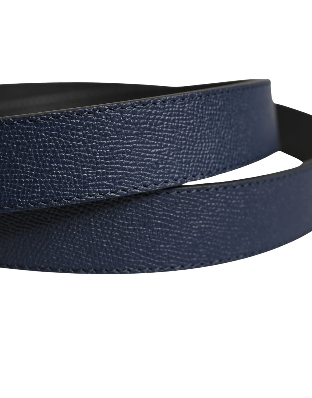 Dolce & Gabbana Men Blue Calfskin Leather Square Buckle Belt