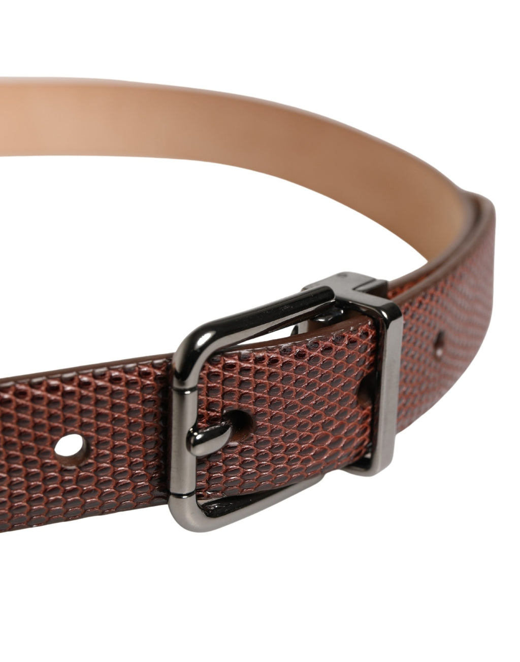 Dolce & Gabbana Men Brown Goatskin Leather Metal Buckle Belt
