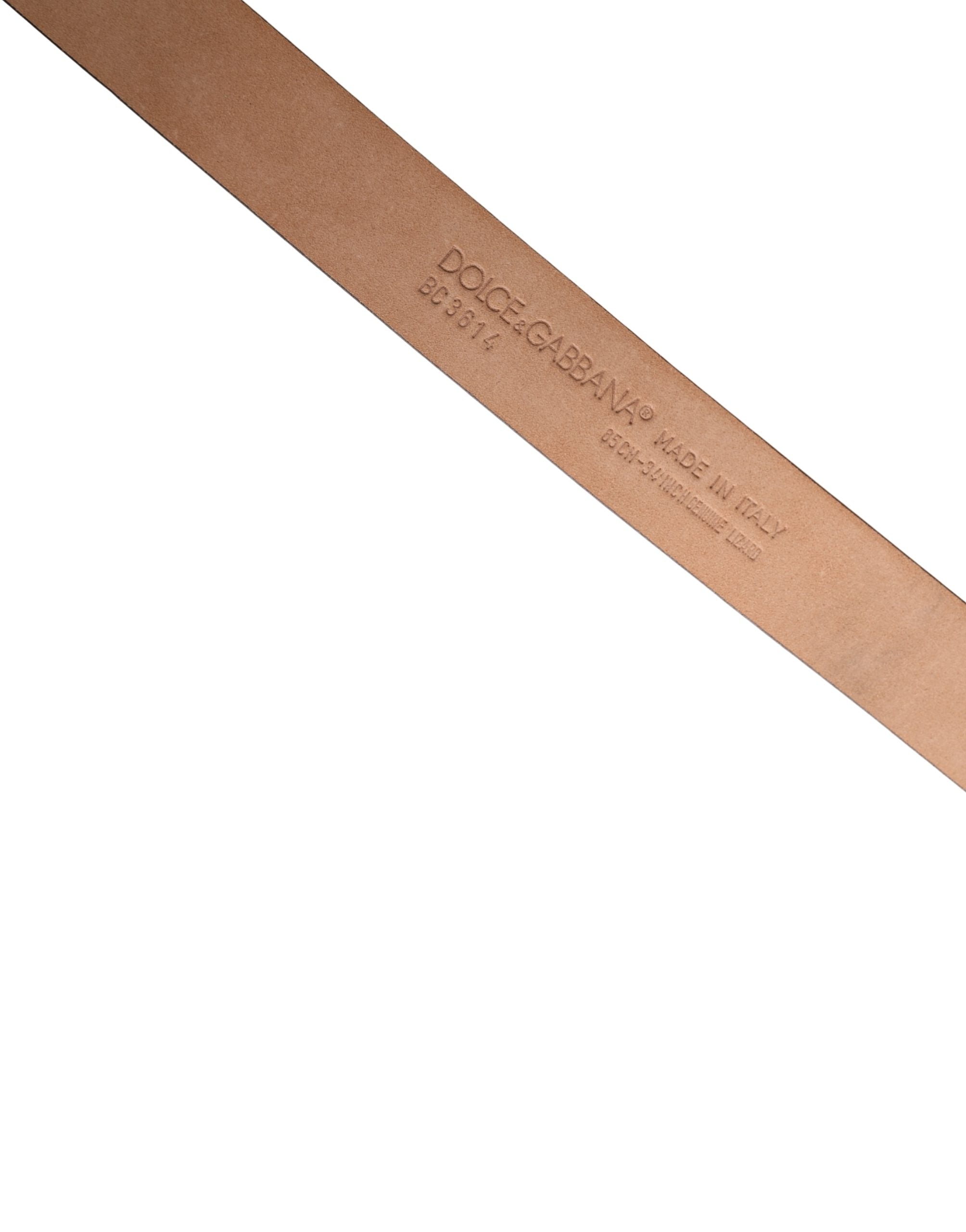 Dolce & Gabbana Men Brown Goatskin Leather Metal Buckle Belt