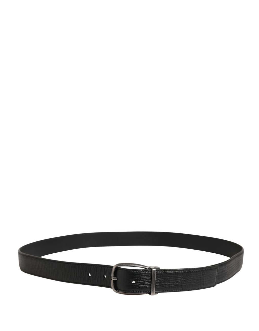Dolce & Gabbana Men Black Classic Leather Metal Buckle Belt