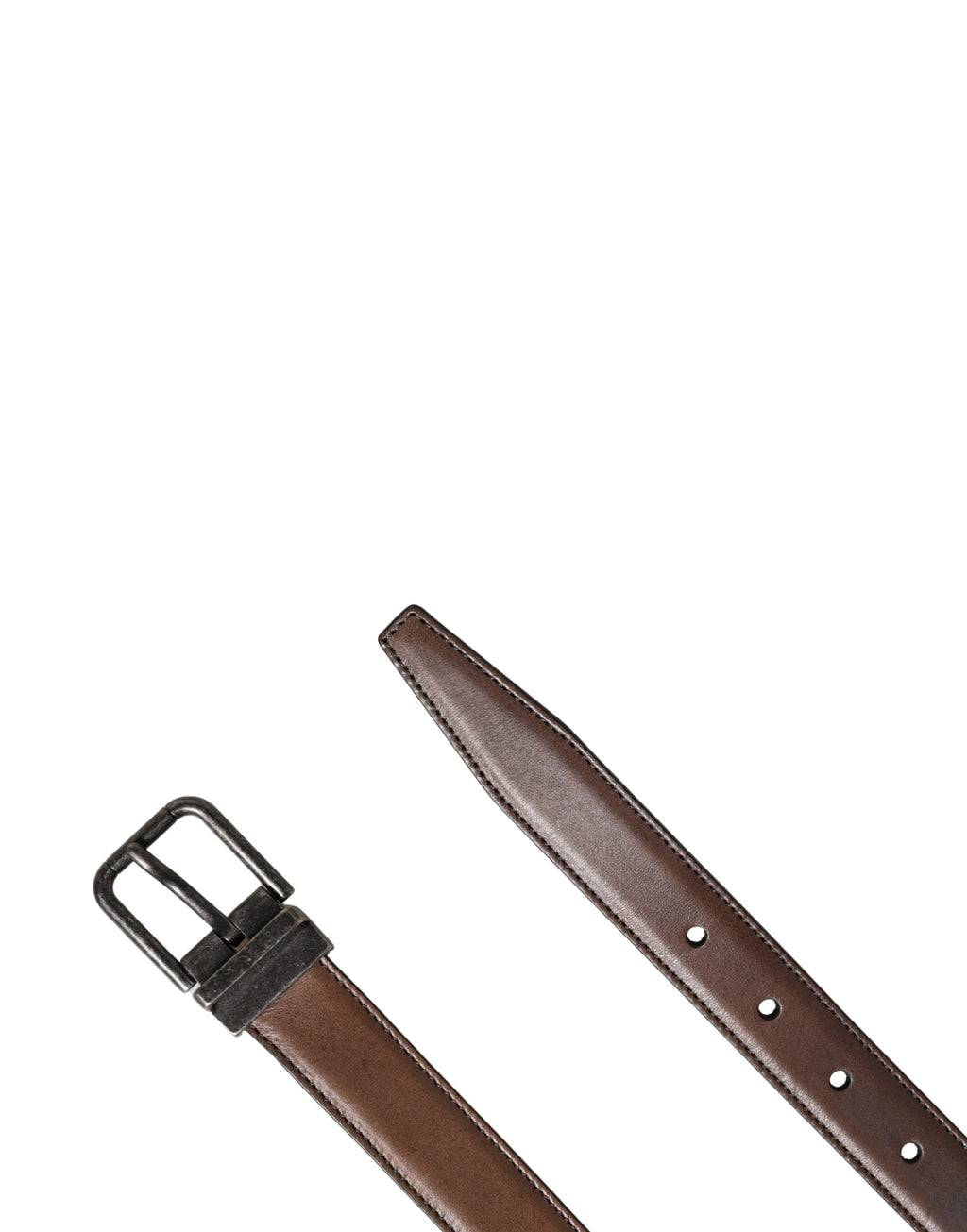 Dolce & Gabbana Men Brown Classic Leather Metal Buckle Belt