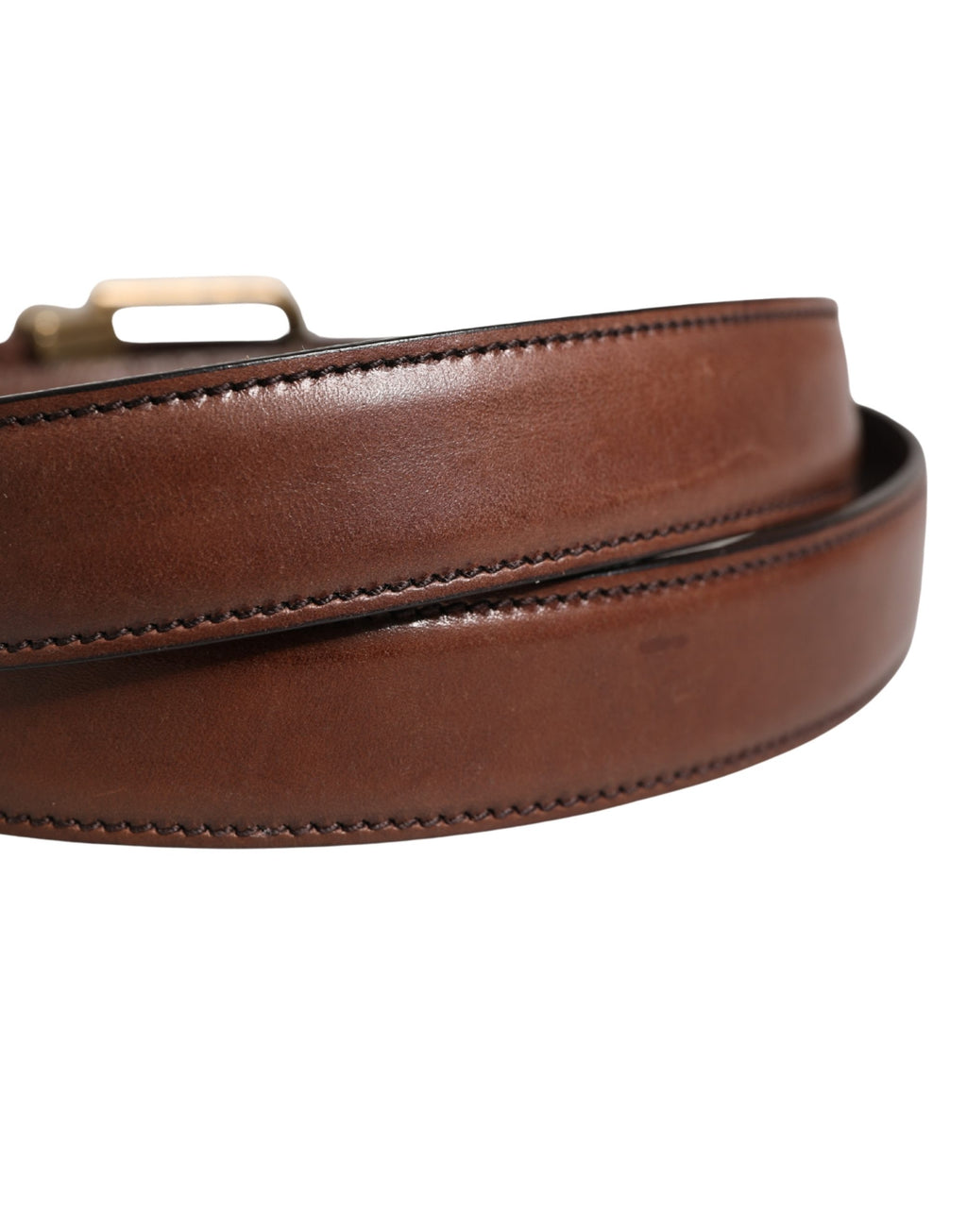 Dolce & Gabbana Men Brown Classic Leather Metal Buckle Belt