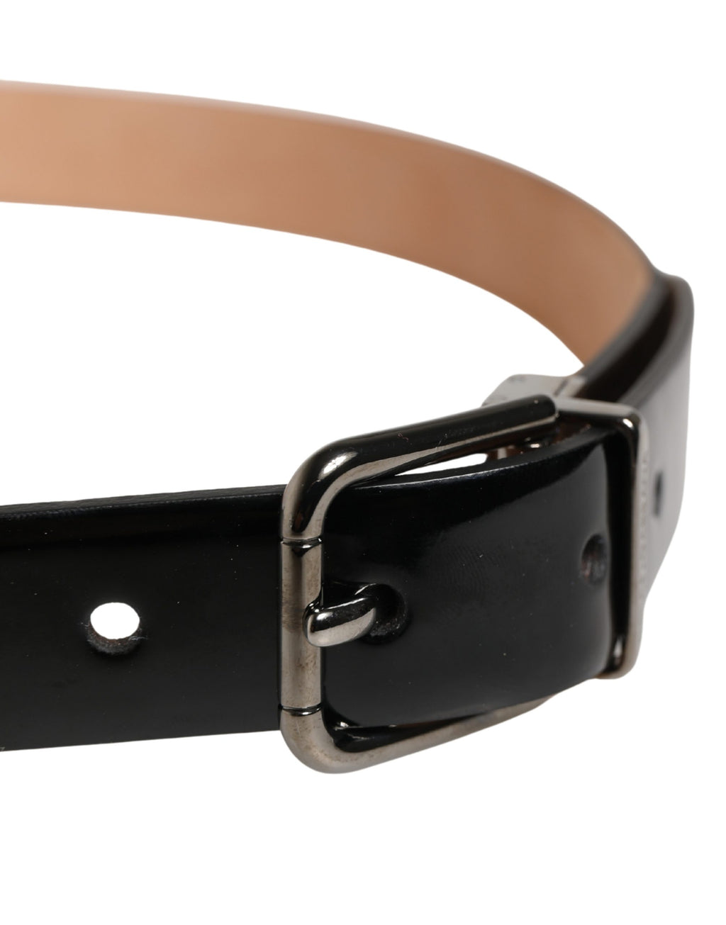Dolce & Gabbana Men Black Classic Leather Metal Buckle Belt