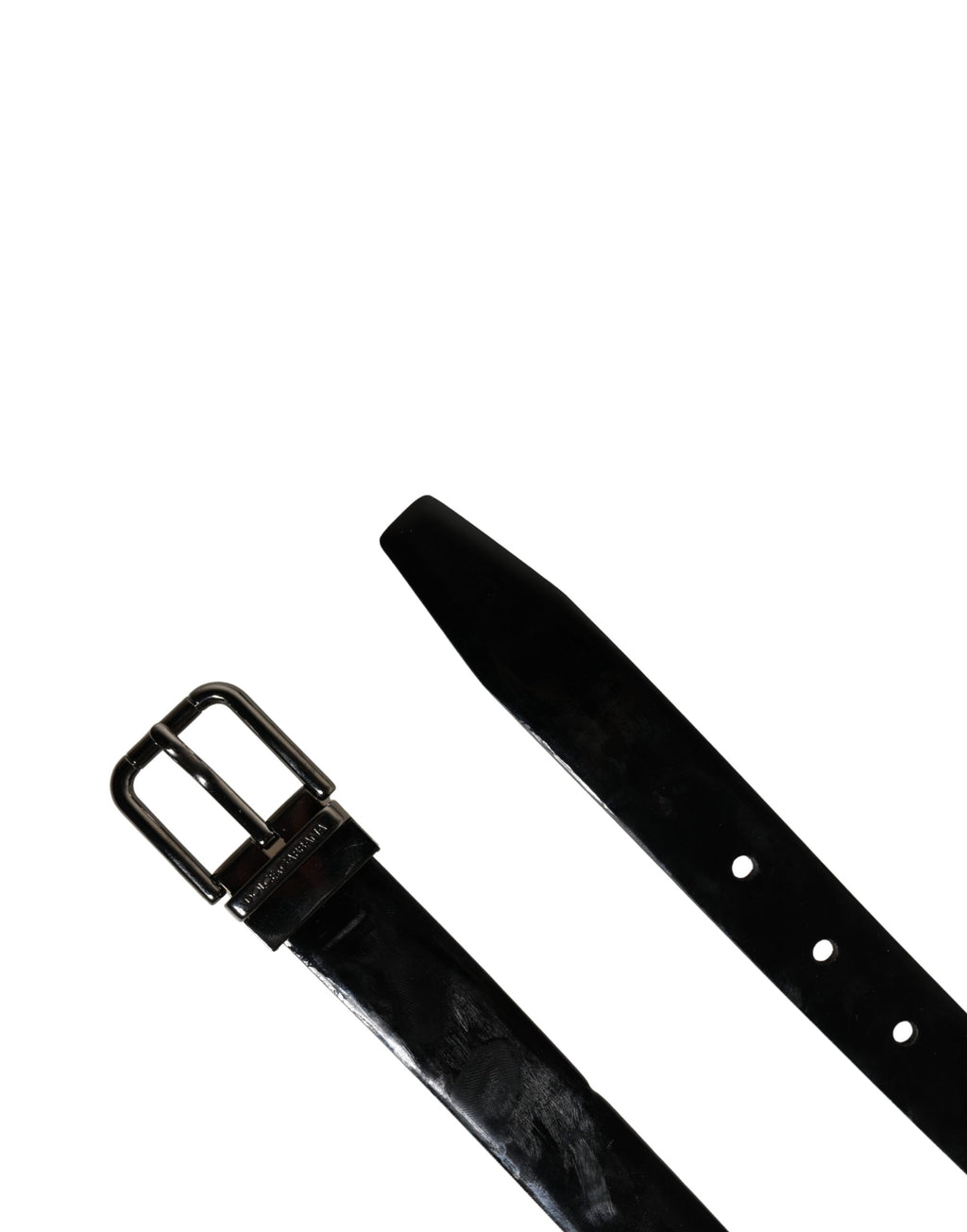 Dolce & Gabbana Men Black Classic Leather Metal Buckle Belt