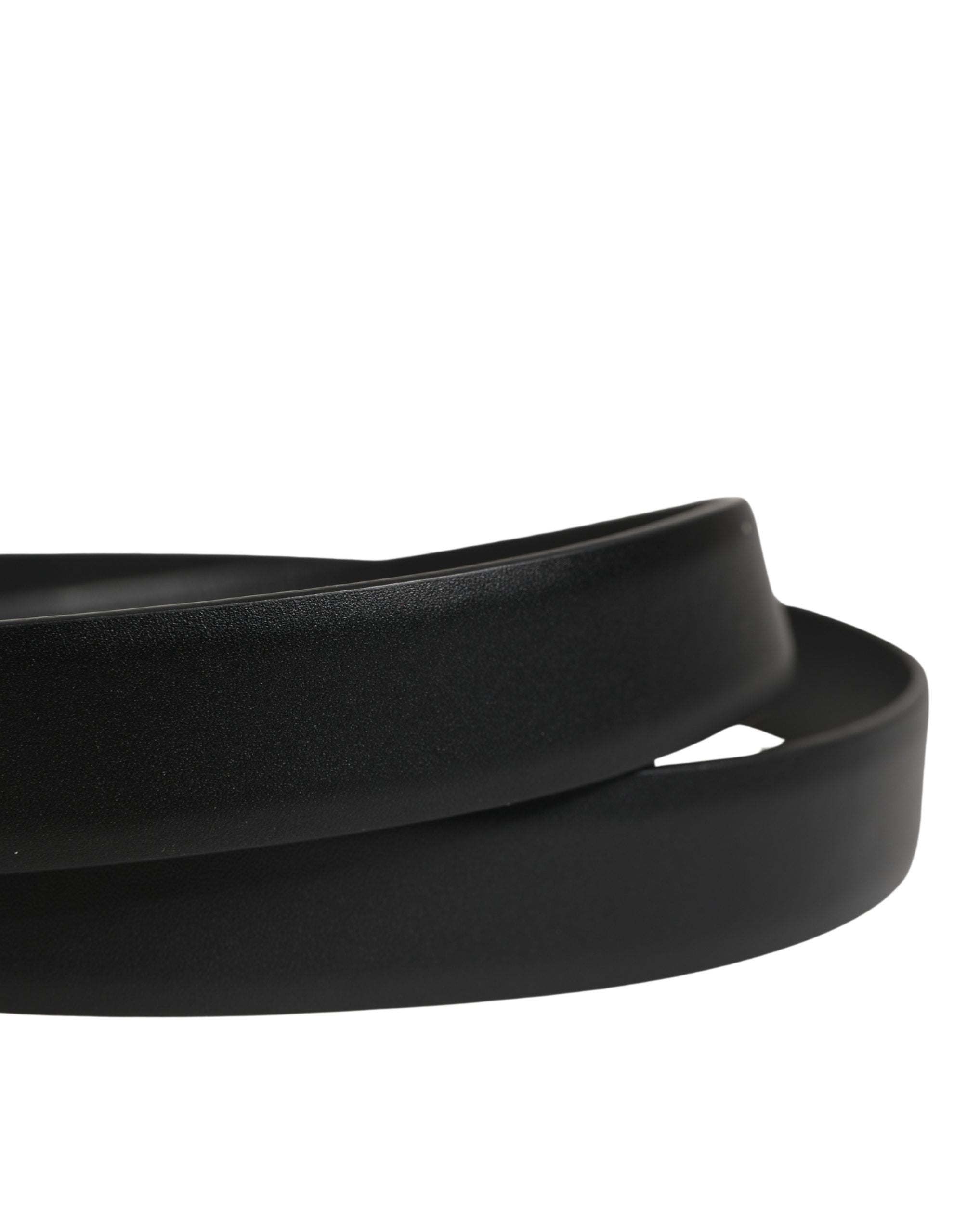 Dolce & Gabbana Men Black Classic Leather Metal Buckle Belt