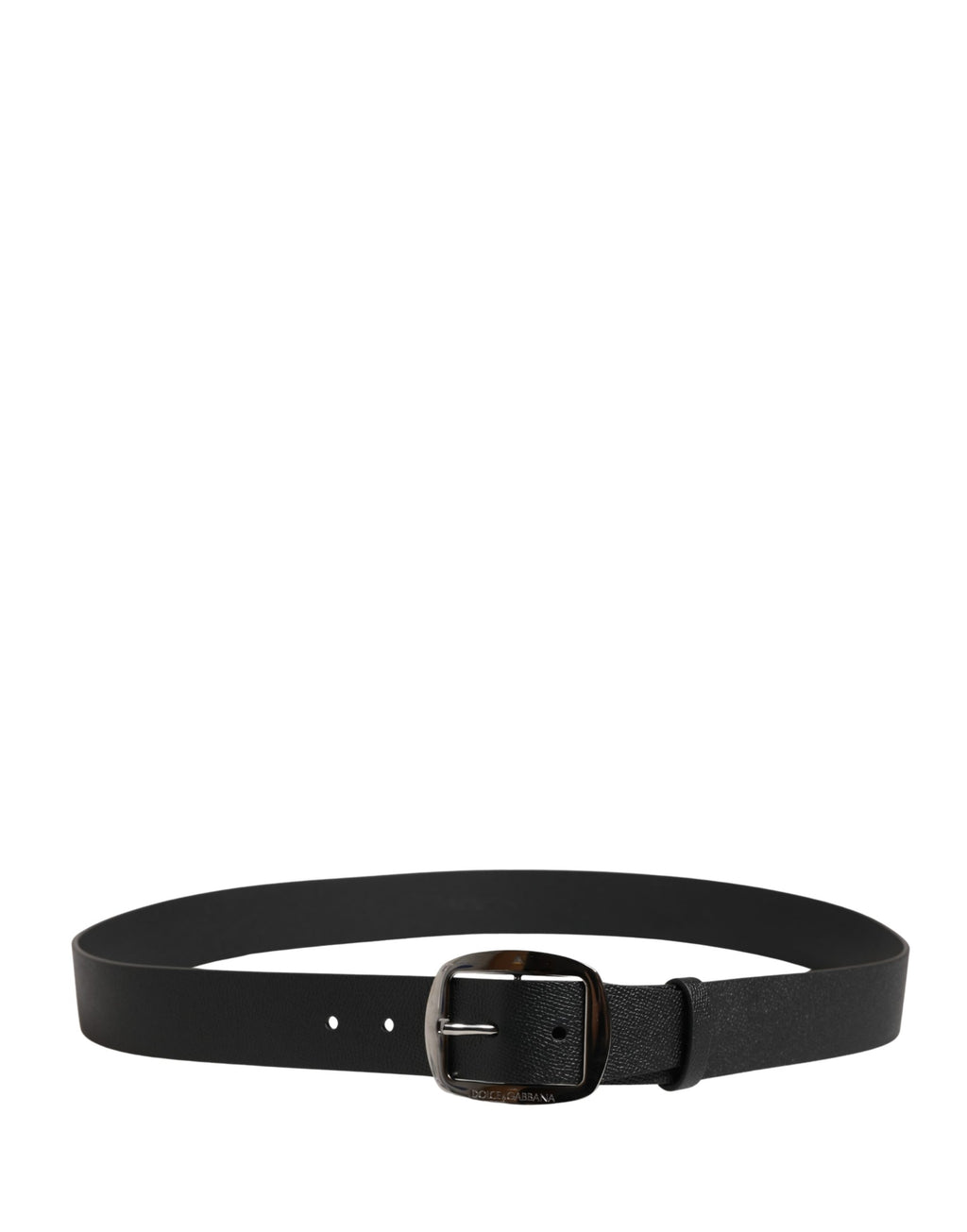 Dolce & Gabbana Men Black Classic Leather Metal Buckle Belt