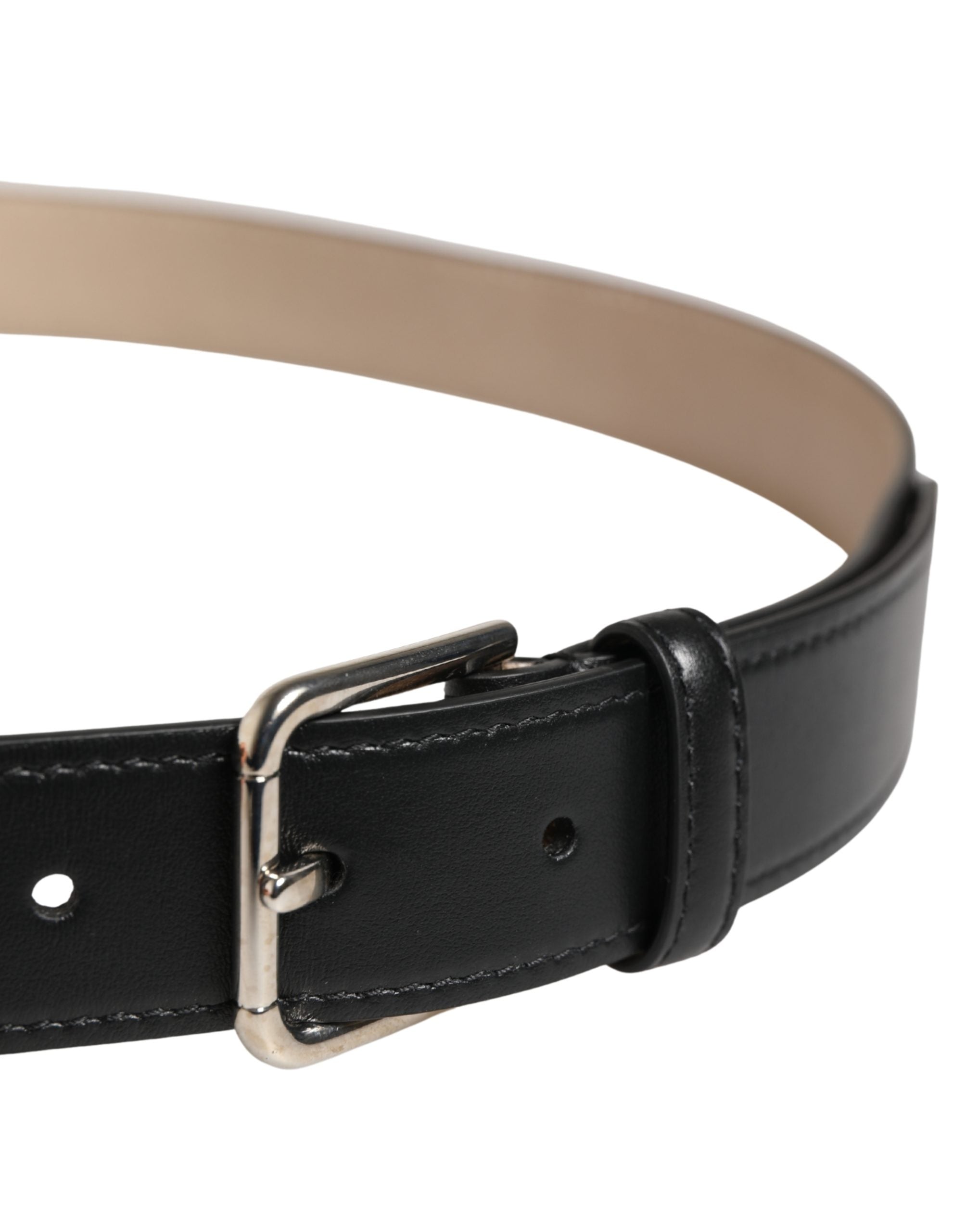 Dolce & Gabbana Men Beige Woven Leather Metal Buckle Belt