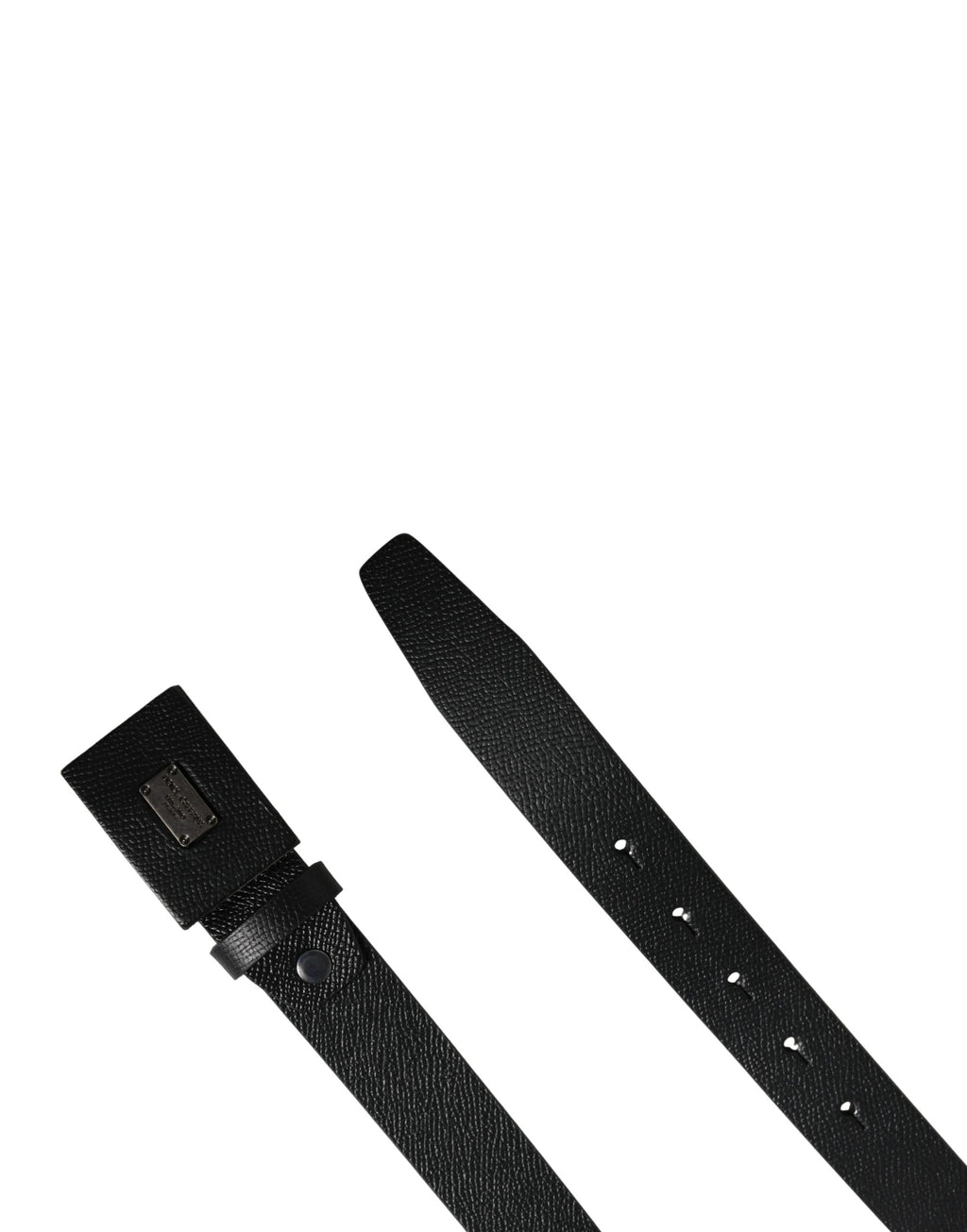 Dolce & Gabbana Men Black Calfskin Leather Square Buckle Belt