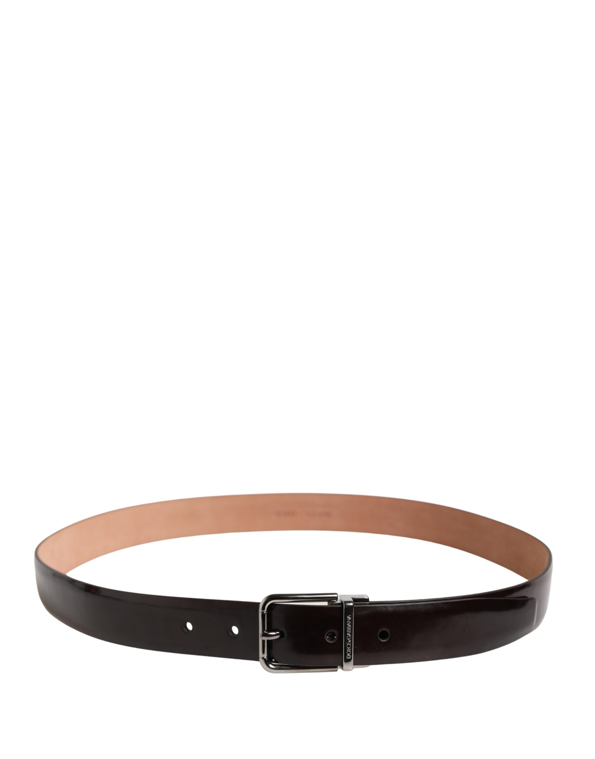 Dolce & Gabbana Men Black Calfskin Leather Metal Buckle Belt