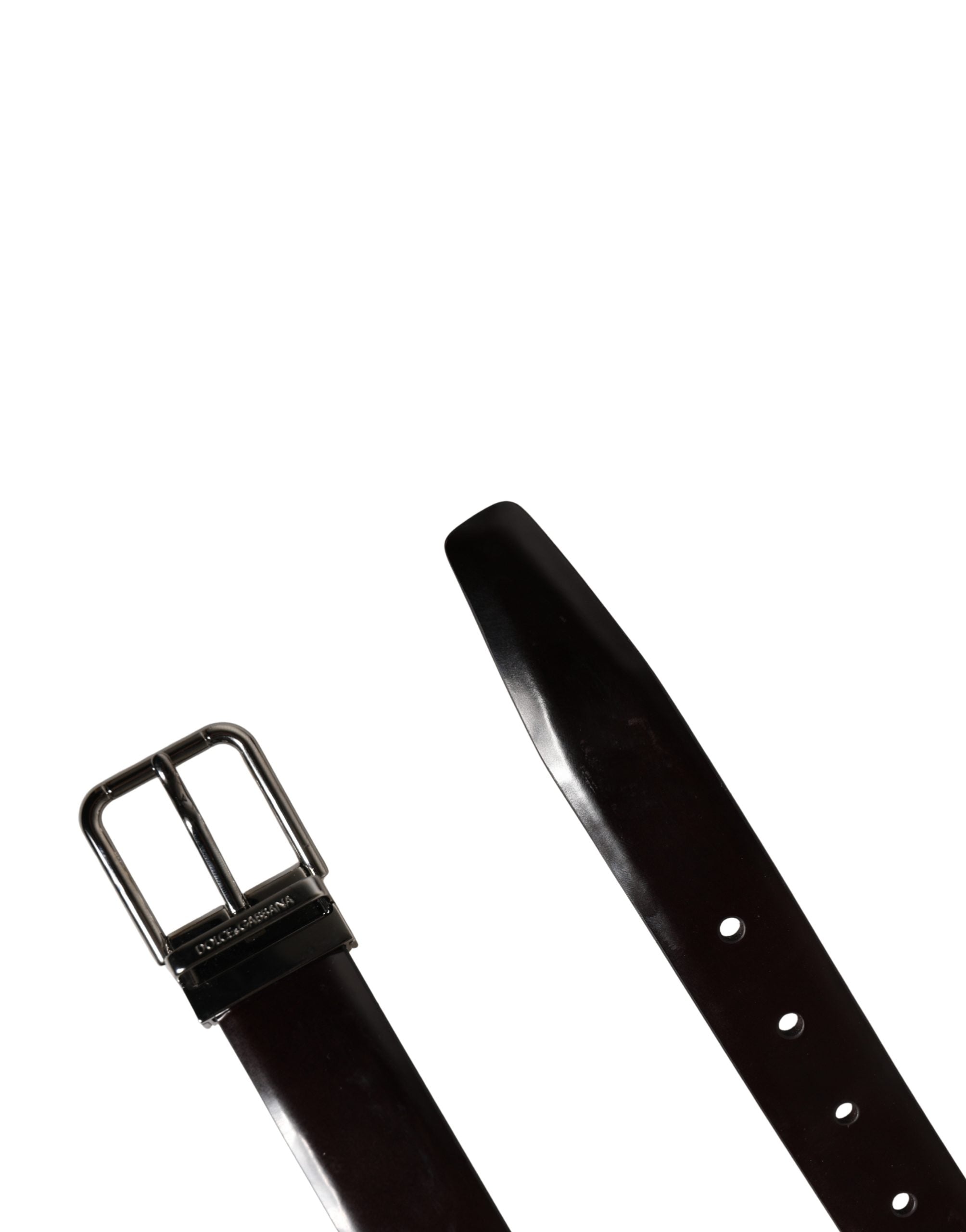 Dolce & Gabbana Men Black Calfskin Leather Metal Buckle Belt