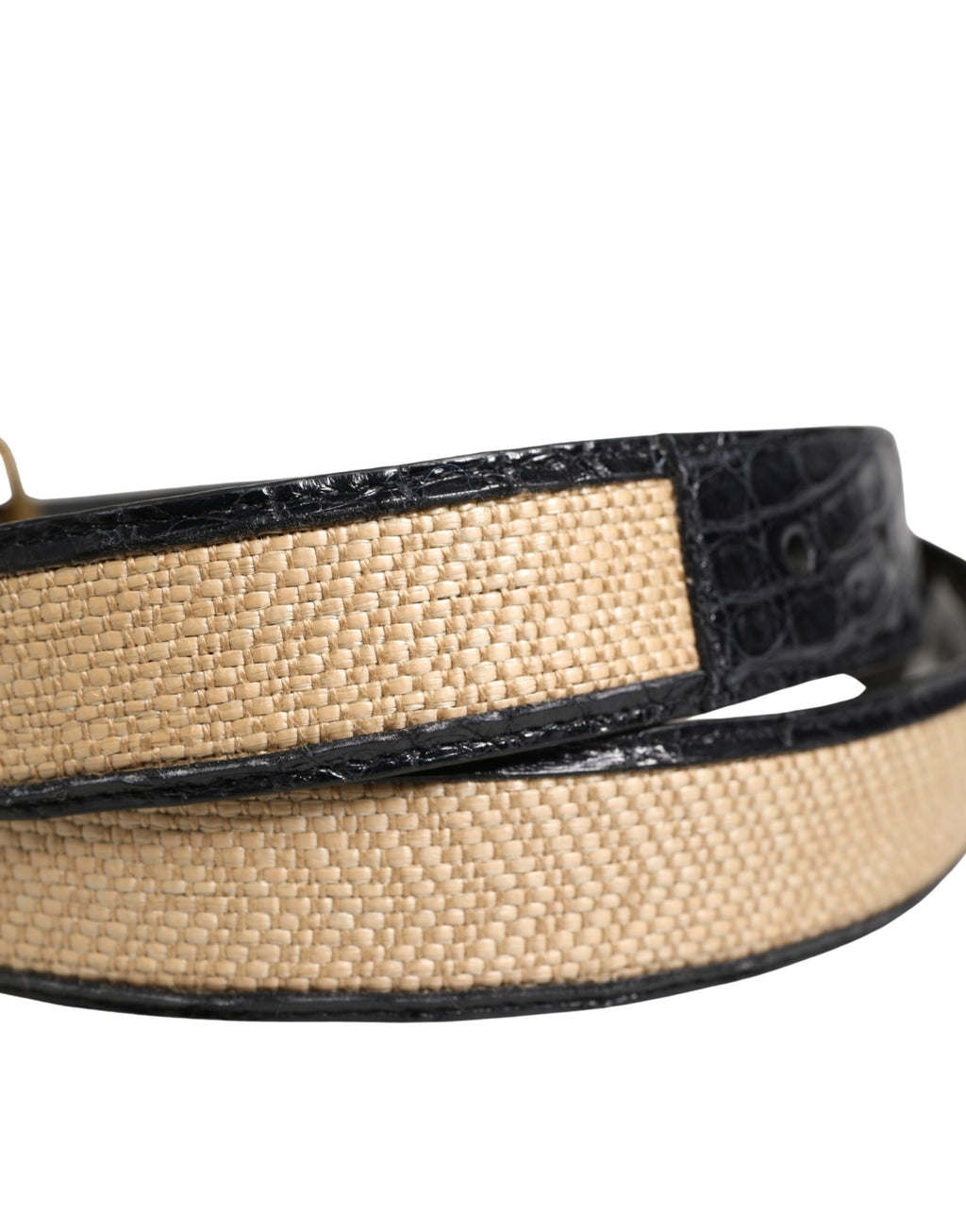 Dolce & Gabbana Men Beige Braided Leather Metal Buckle Belt