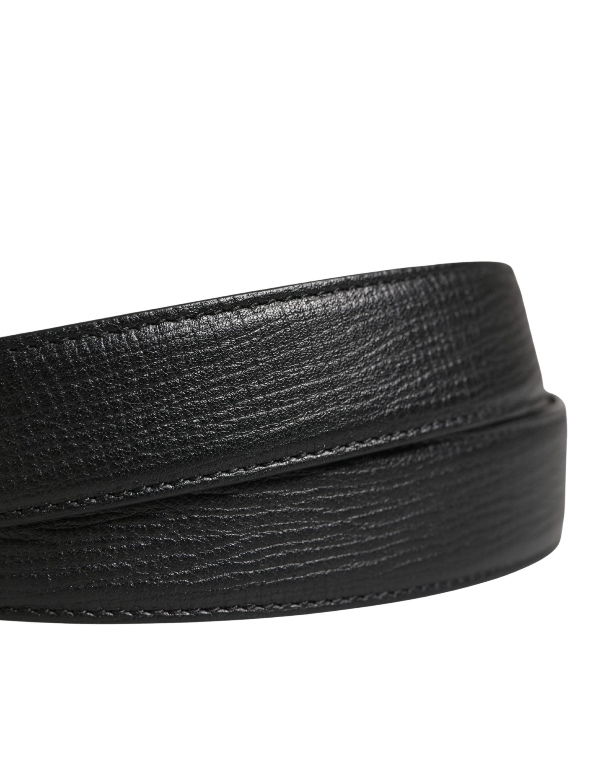 Dolce & Gabbana Men Black Classic Leather Metal Buckle Belt