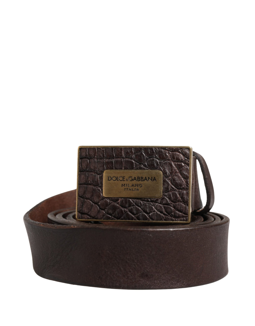 Dolce & Gabbana Men Brown Leather Logo Metal Buckle Belt