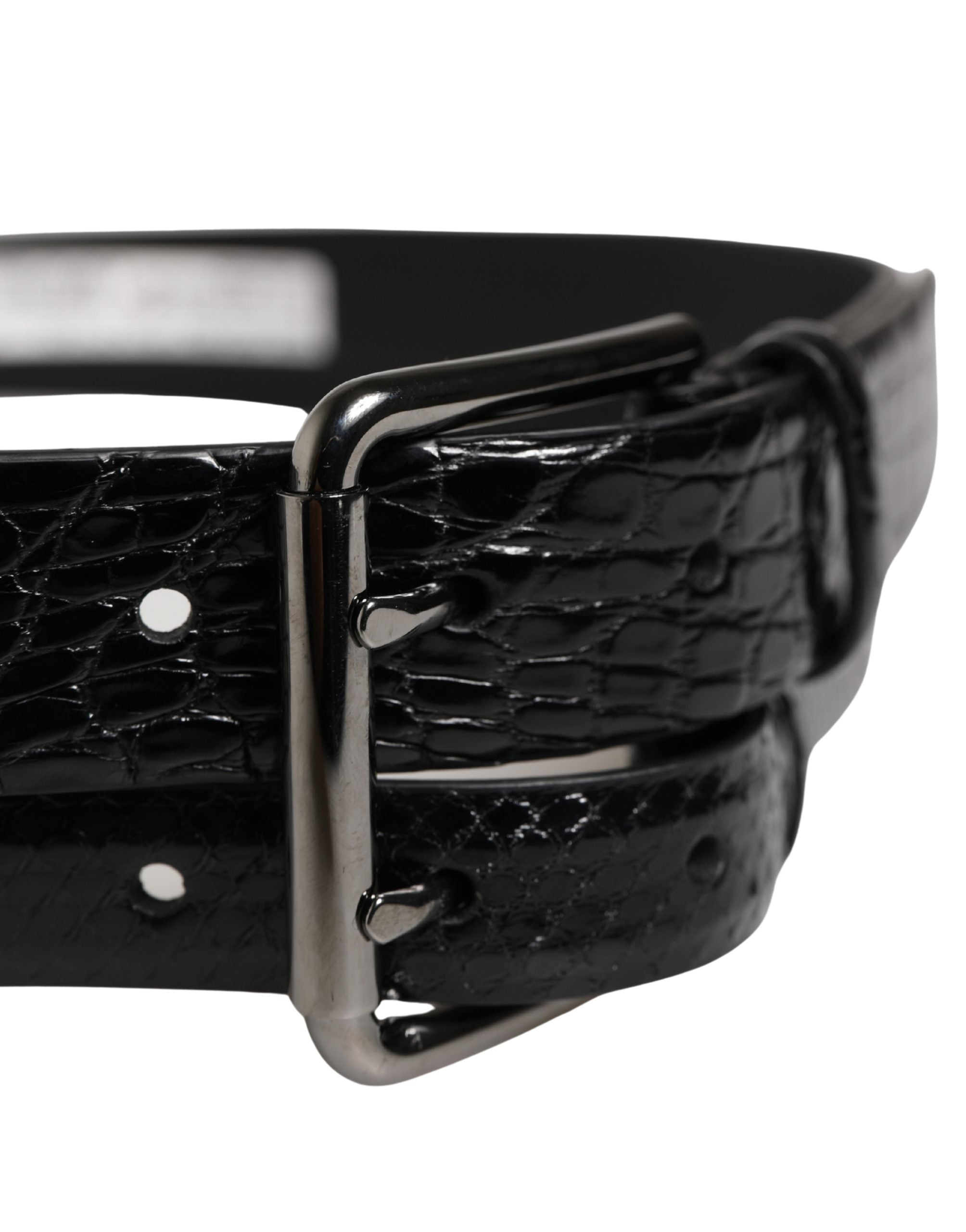 Dolce & Gabbana Men Black Exotic Leather Double Strap Belt