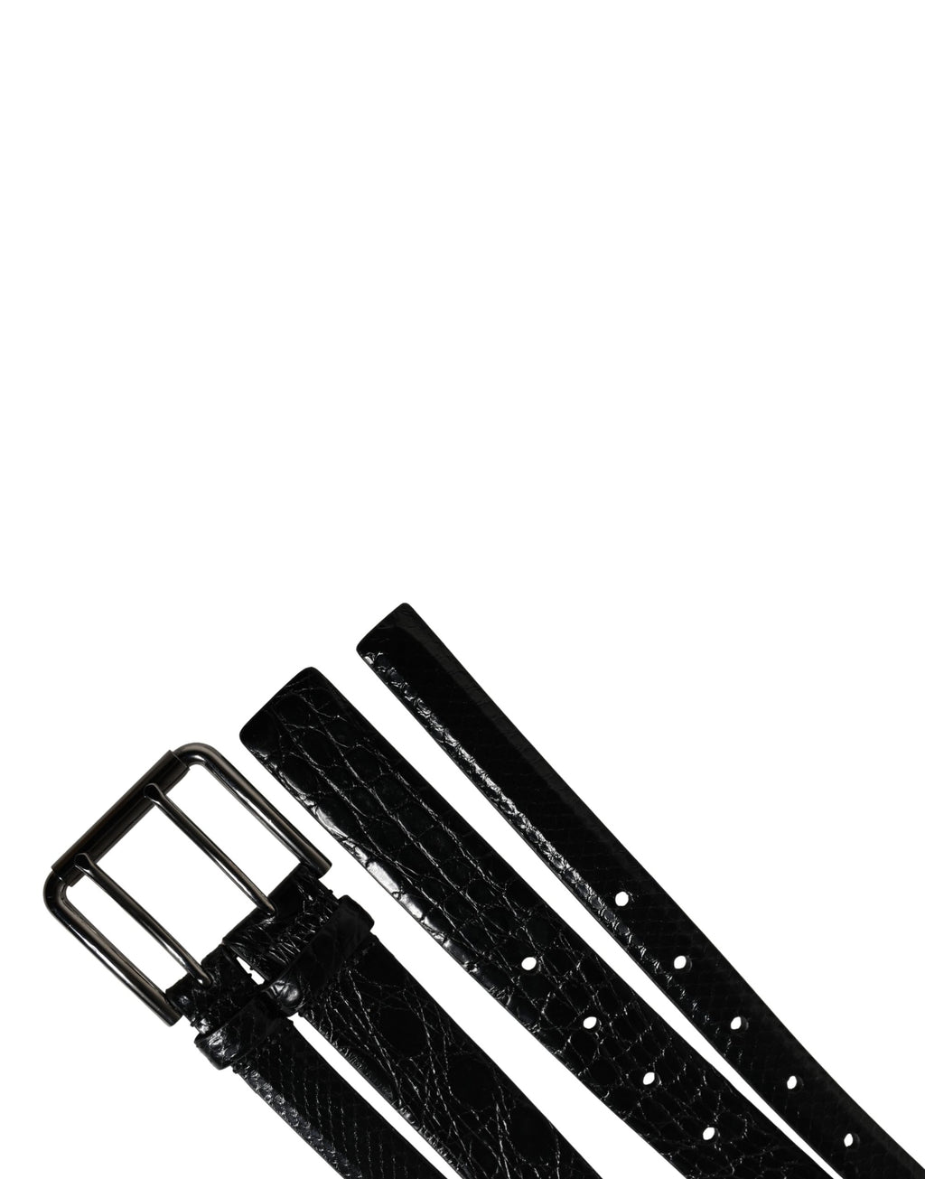 Dolce & Gabbana Men Black Exotic Leather Double Strap Belt