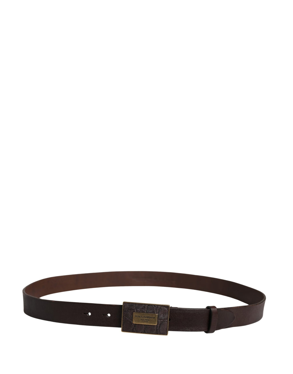 Dolce & Gabbana Men Brown Calf Leather Logo Metal Buckle Belt