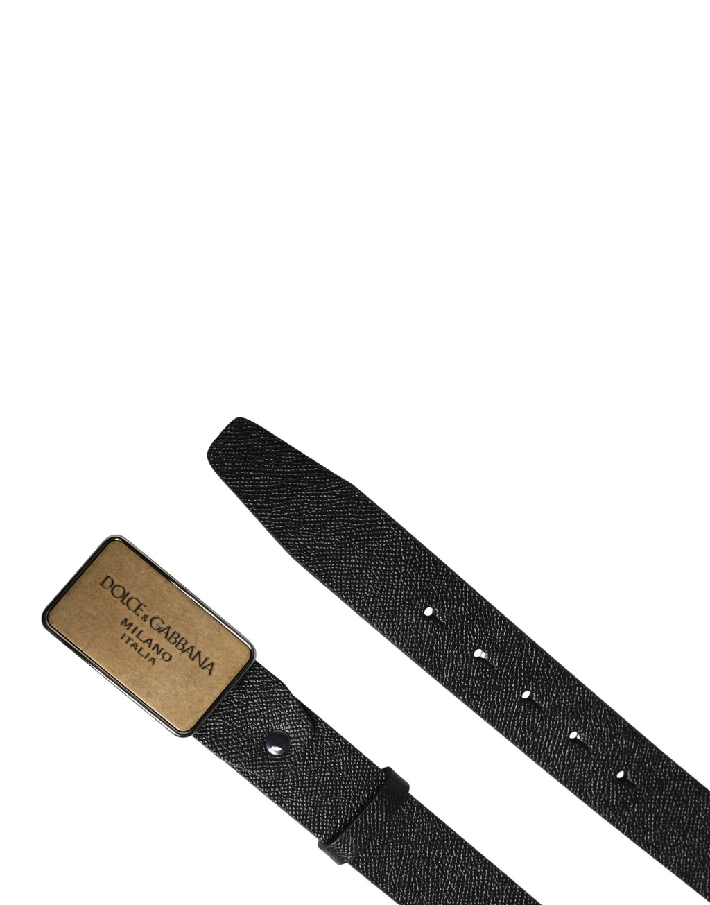 Dolce & Gabbana Black Classic Leather Logo Metal Buckle Belt