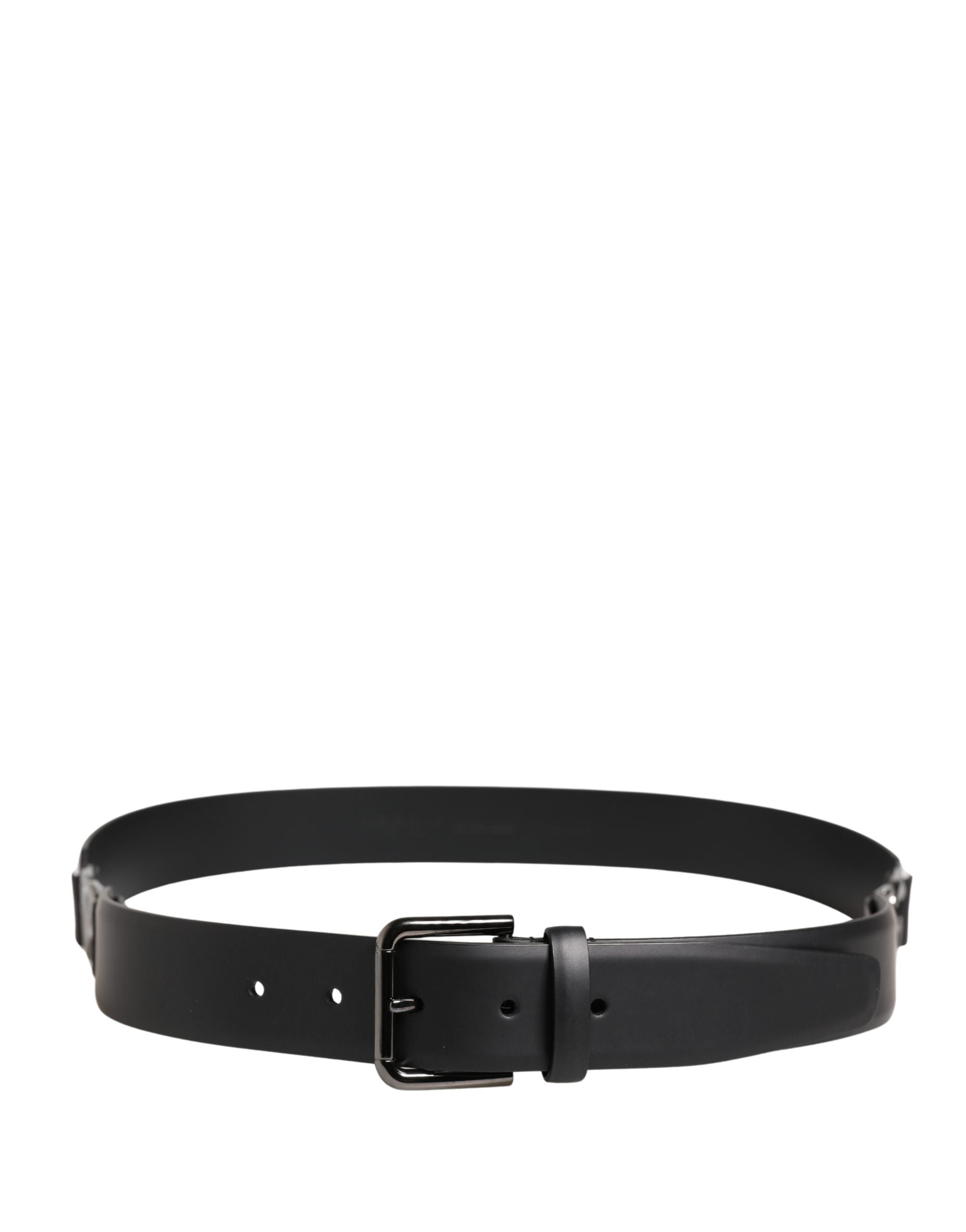 Dolce & Gabbana Men Black Classic Leather Metal Buckle Belt