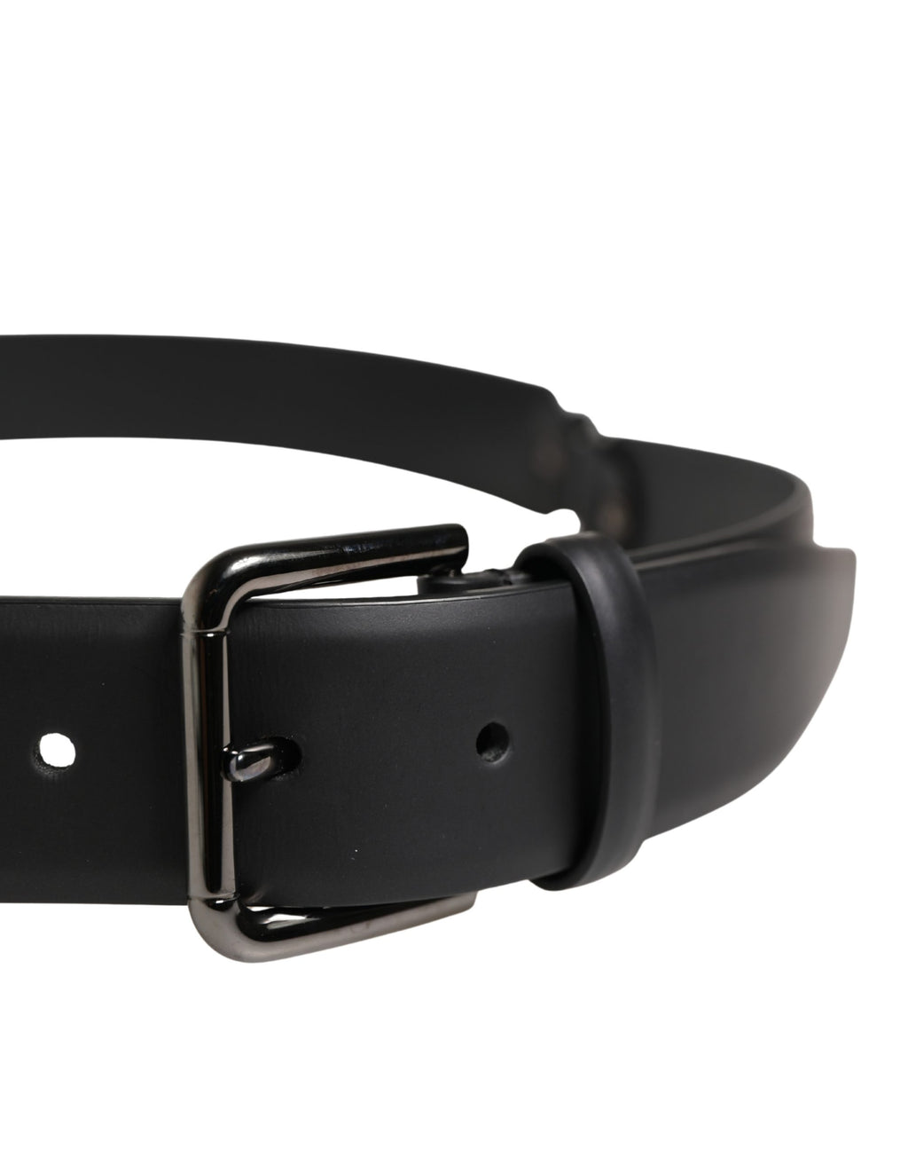 Dolce & Gabbana Men Black Classic Leather Metal Buckle Belt