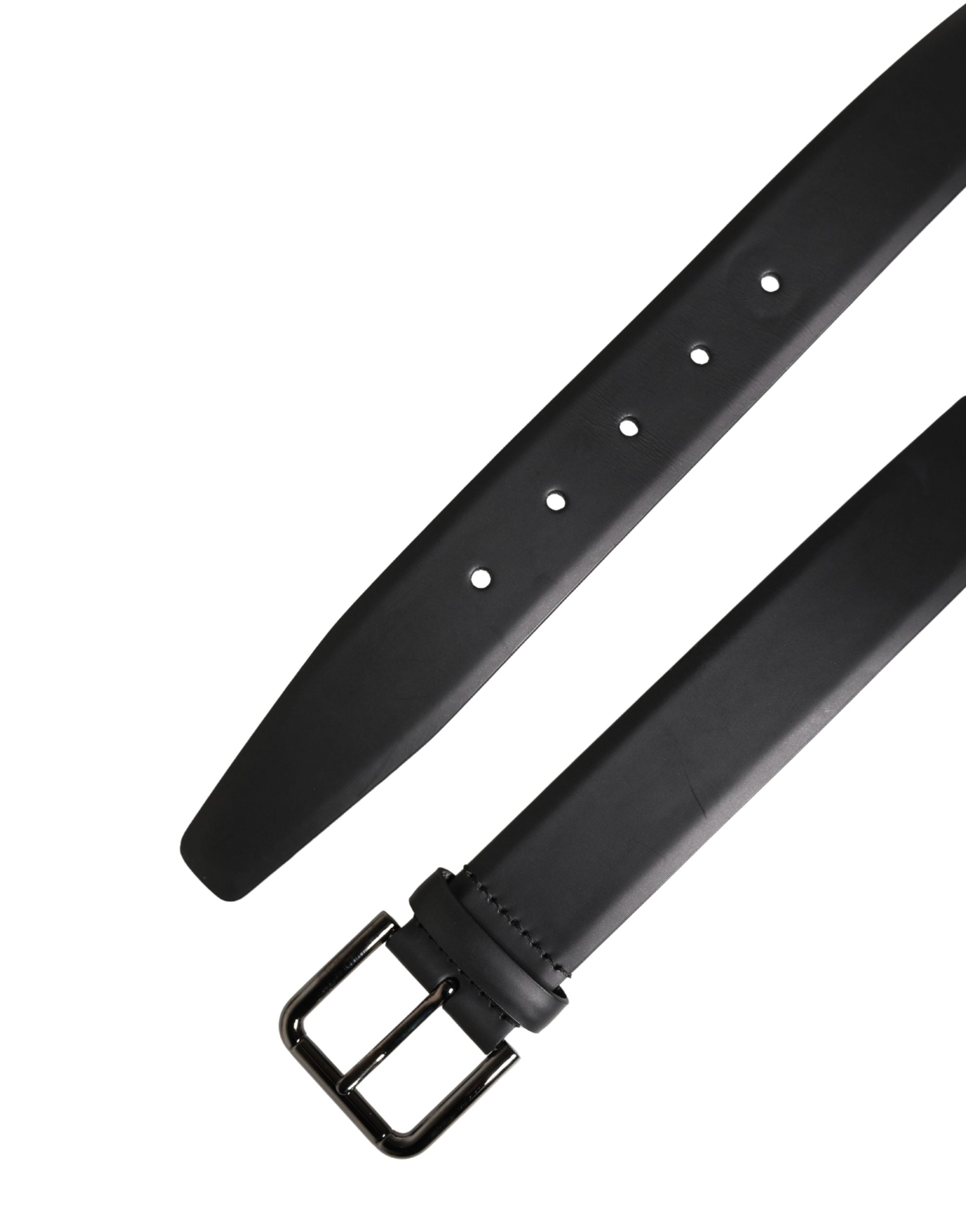 Dolce & Gabbana Men Black Classic Leather Metal Buckle Belt