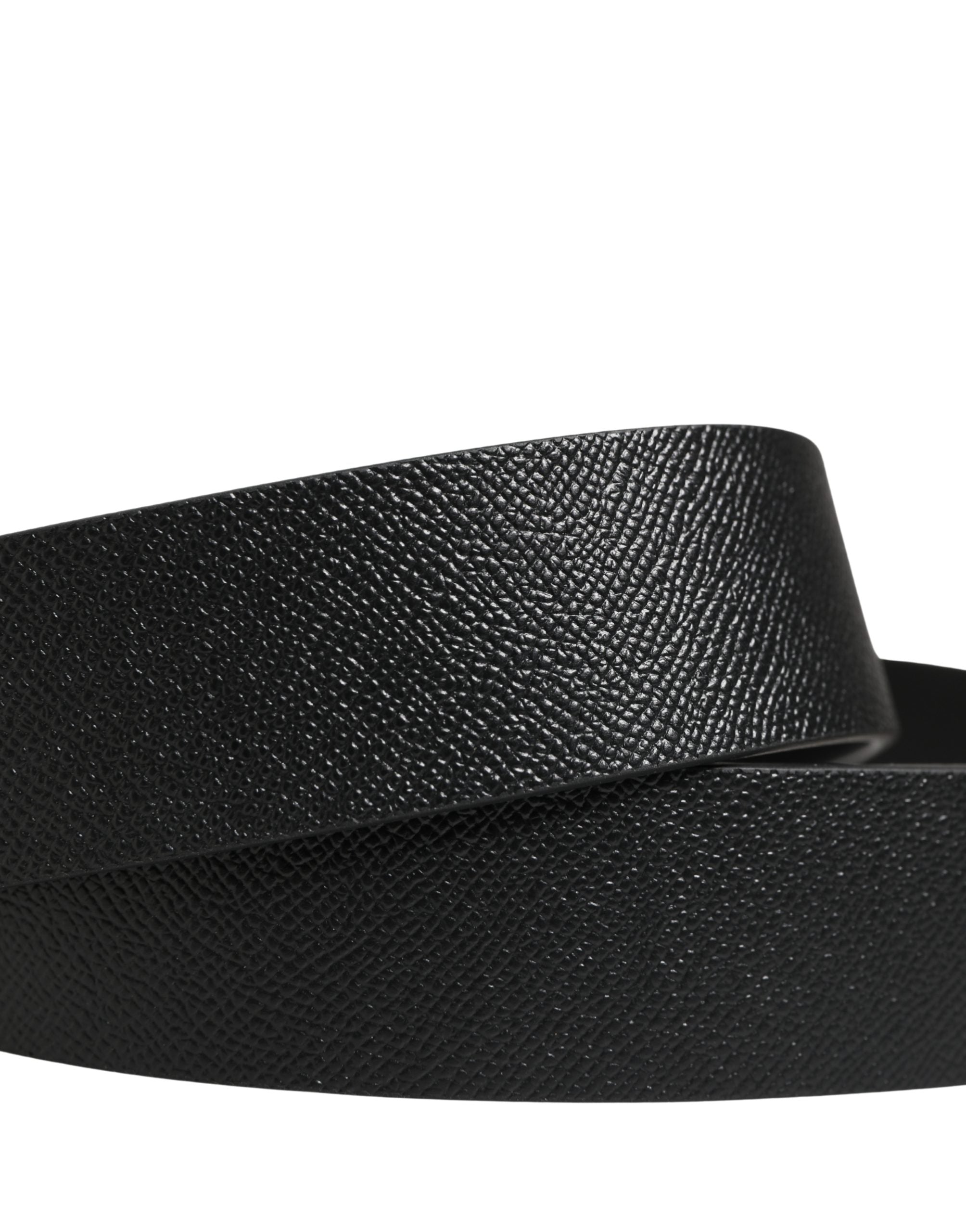 Dolce & Gabbana Men Black Leather DG Logo Metal Buckle Belt