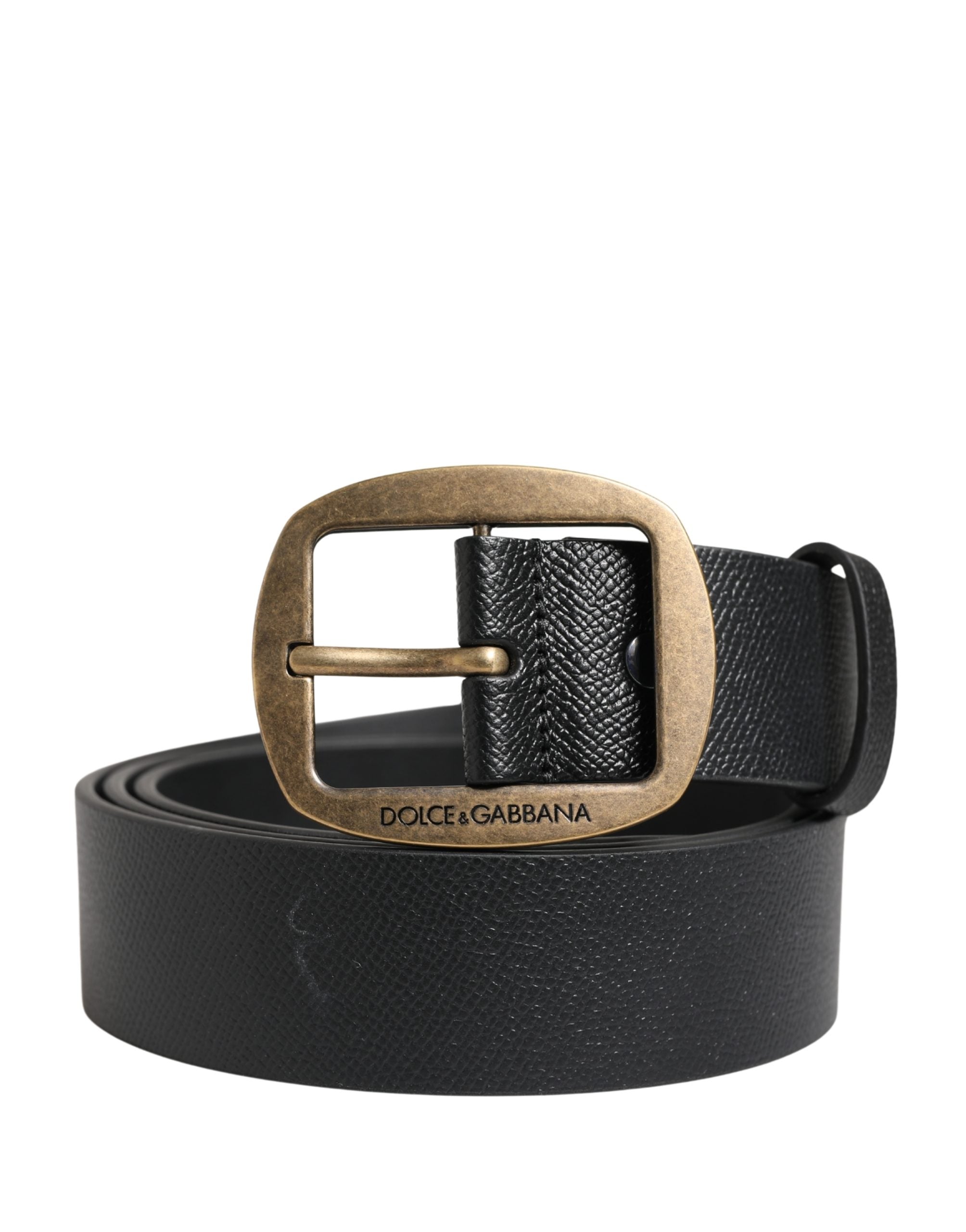 Dolce & Gabbana Men Black Classic Leather Metal Buckle Belt
