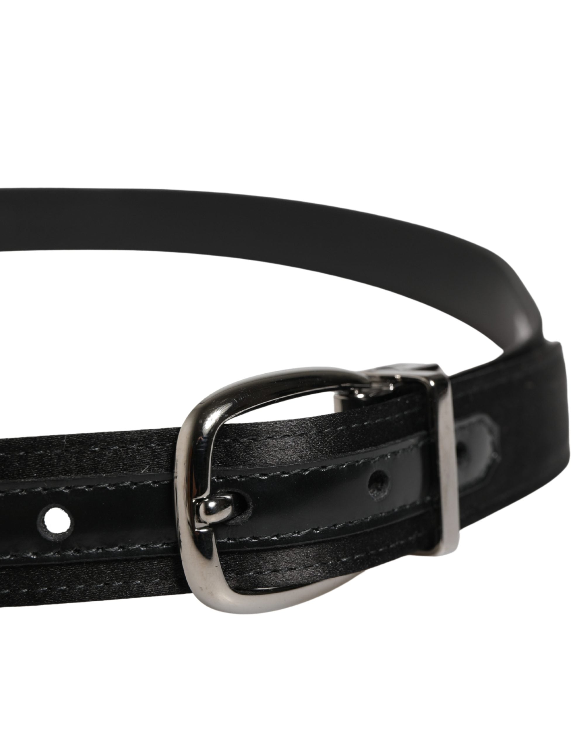 Dolce & Gabbana Men Black Classic Leather Metal Buckle Belt