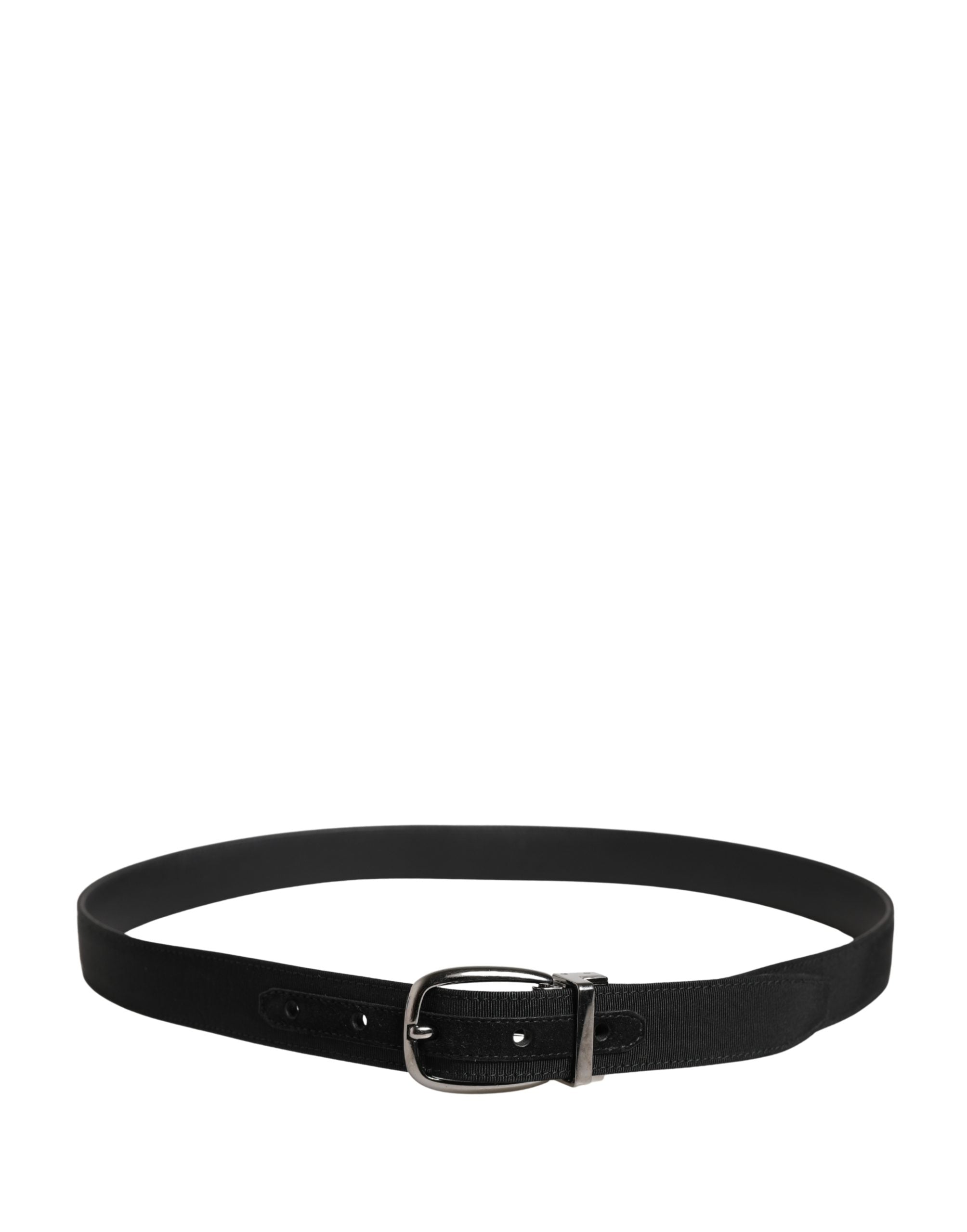 Dolce & Gabbana Men Black Viscose Silver Metal Buckle Belt