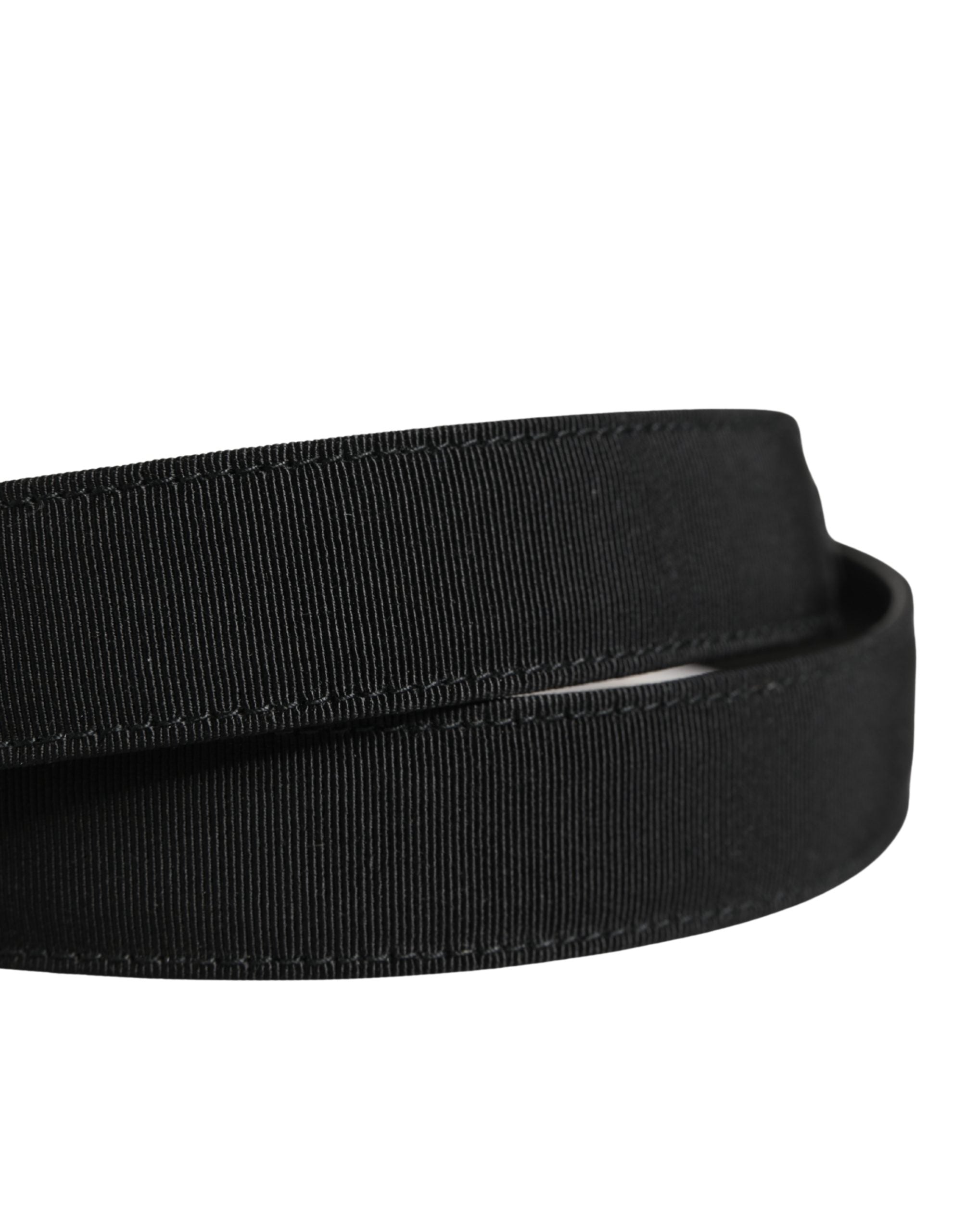 Dolce & Gabbana Men Black Viscose Silver Metal Buckle Belt