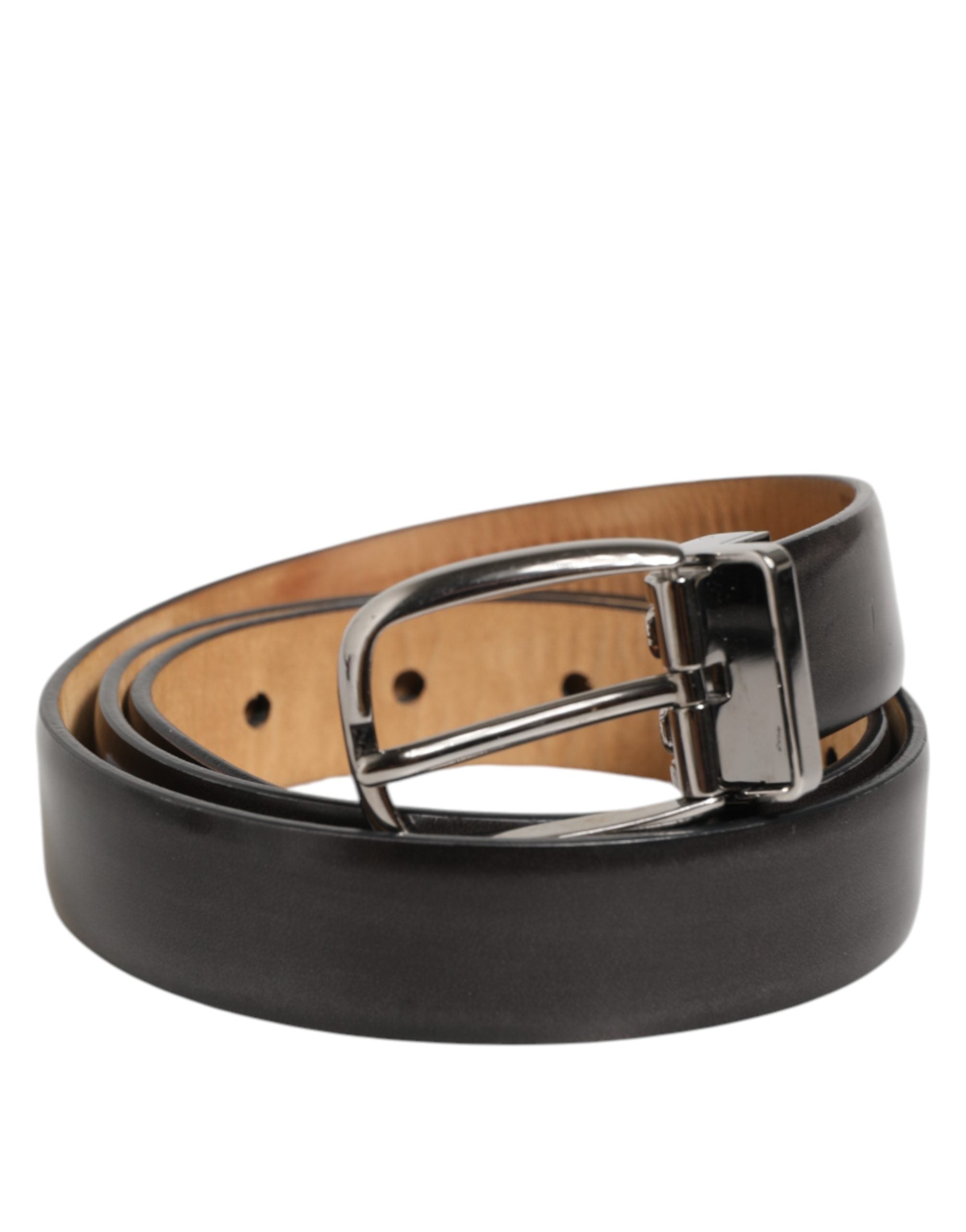 Dolce & Gabbana Men Black Leather Classic Metal Buckle Belt