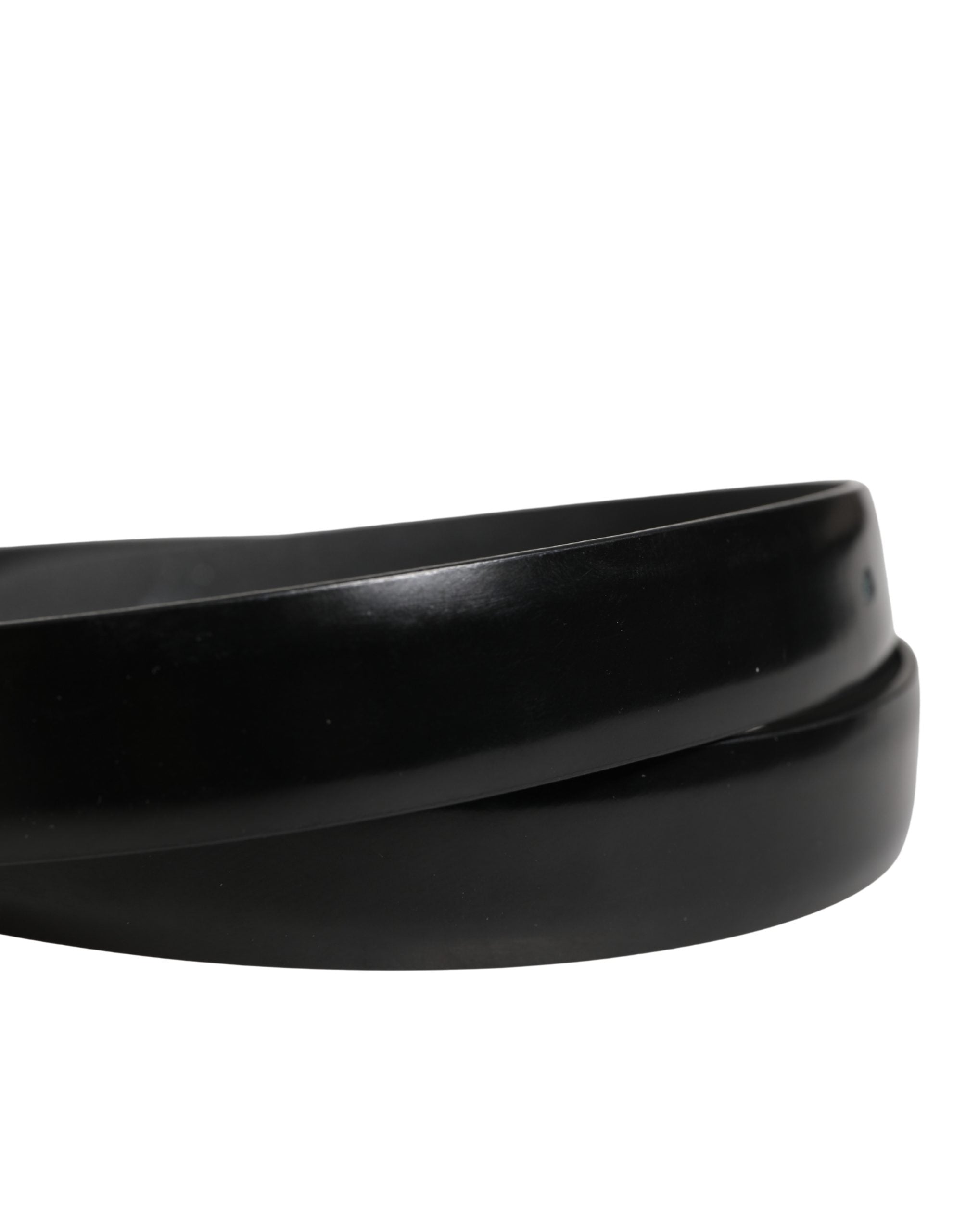 Dolce & Gabbana Men Black Leather Classic Metal Buckle Belt