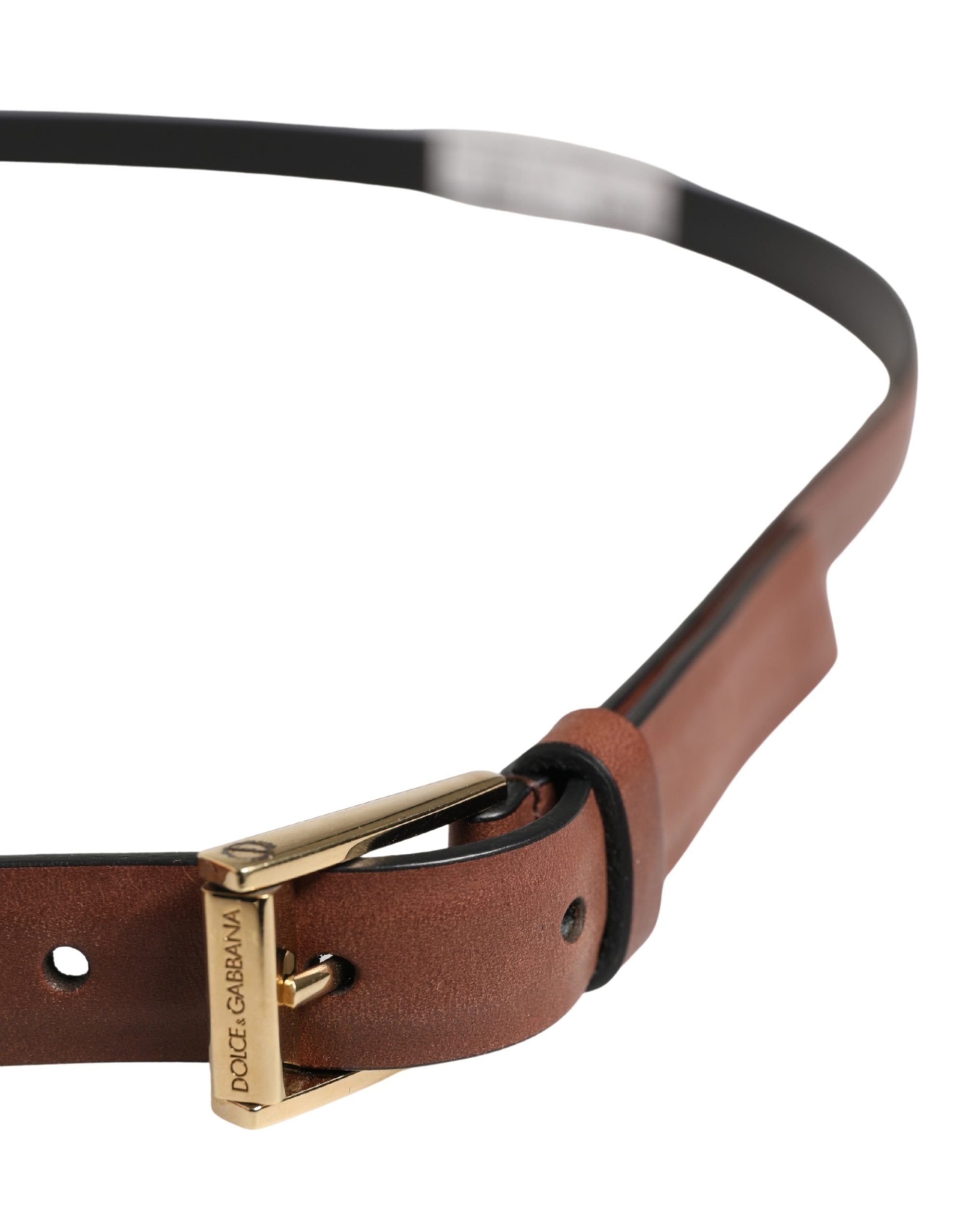 Dolce & Gabbana Men Brown Leather Classic Metal Buckle Belt