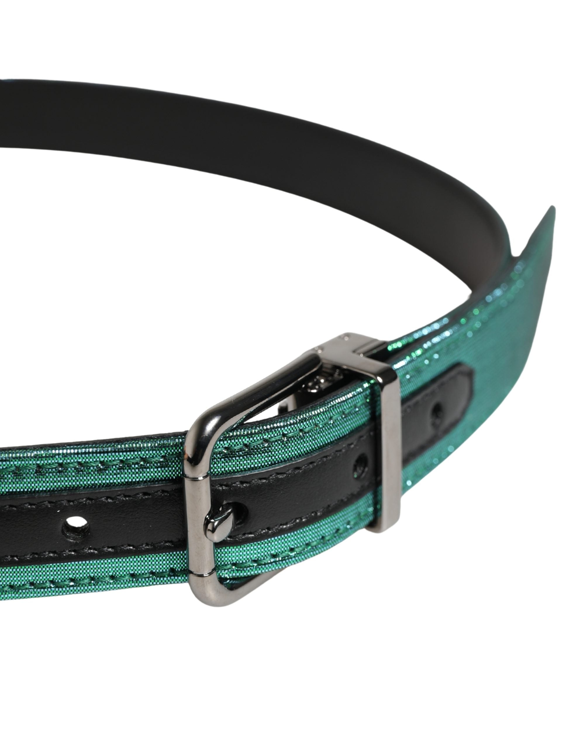 Dolce & Gabbana Men Green Lurex Polyester Metal Buckle Belt