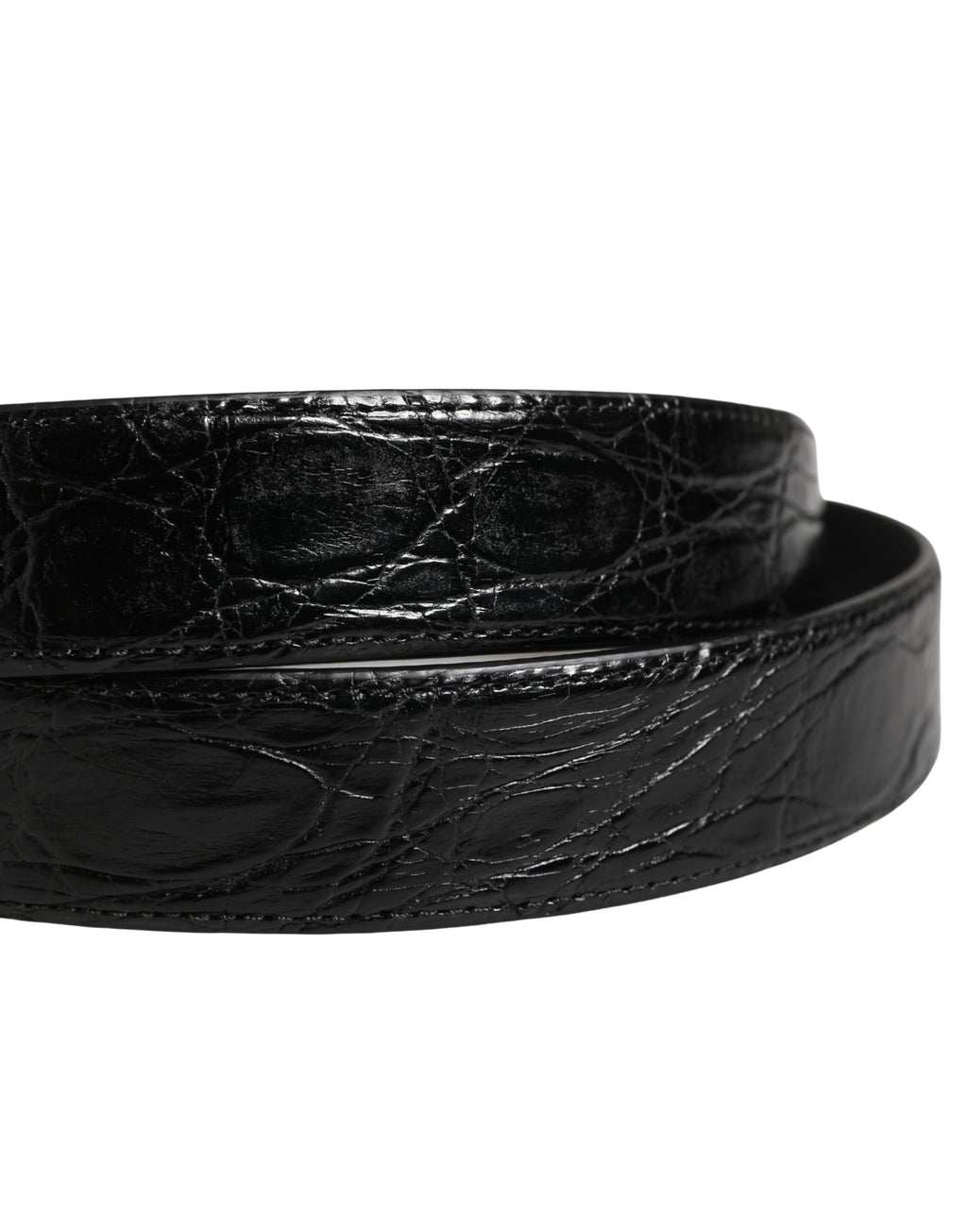 Dolce & Gabbana Men Black Exotic Leather Logo Buckle Belt