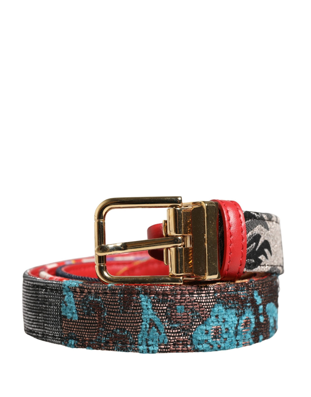 Dolce & Gabbana Multicolor Floral Jacquard Metal Buckle Belt