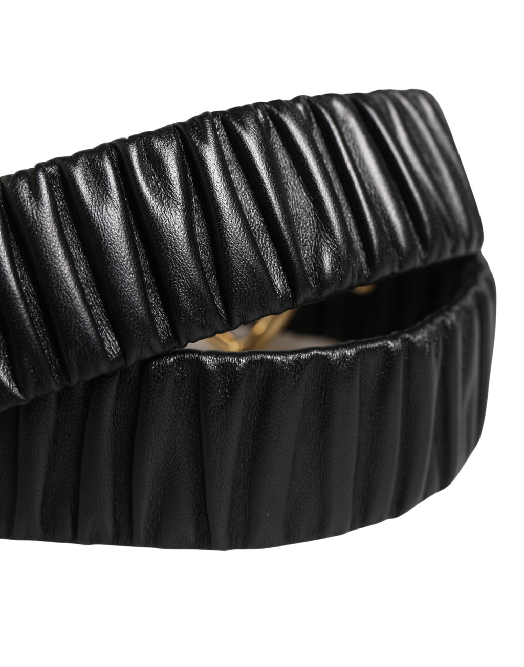 Dolce & Gabbana Black Leather Gold Heart Metal Buckle Belt