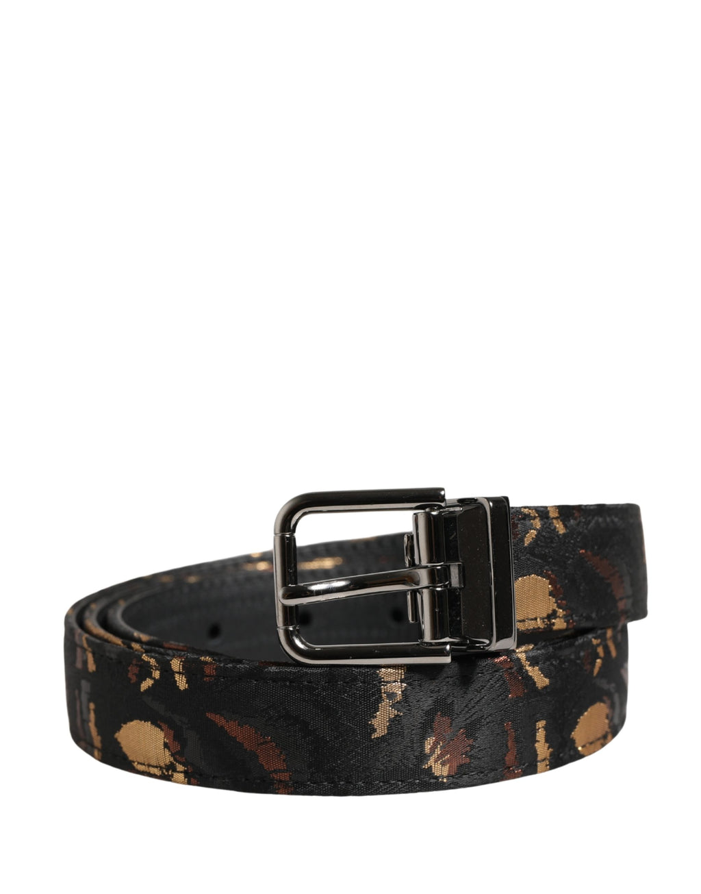 Dolce & Gabbana Multicolor Jacquard Silver Metal Buckle Belt
