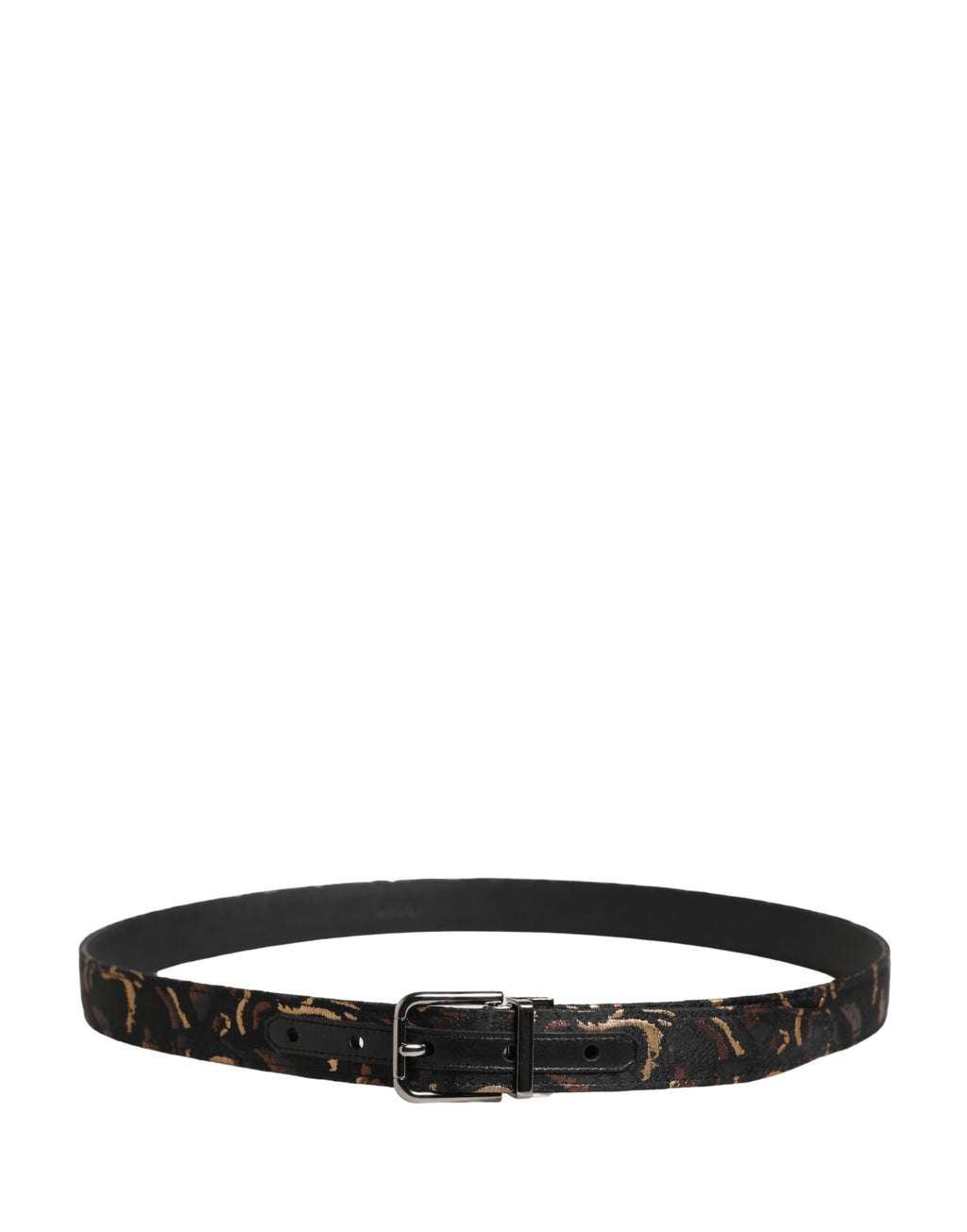Dolce & Gabbana Multicolor Jacquard Silver Metal Buckle Belt