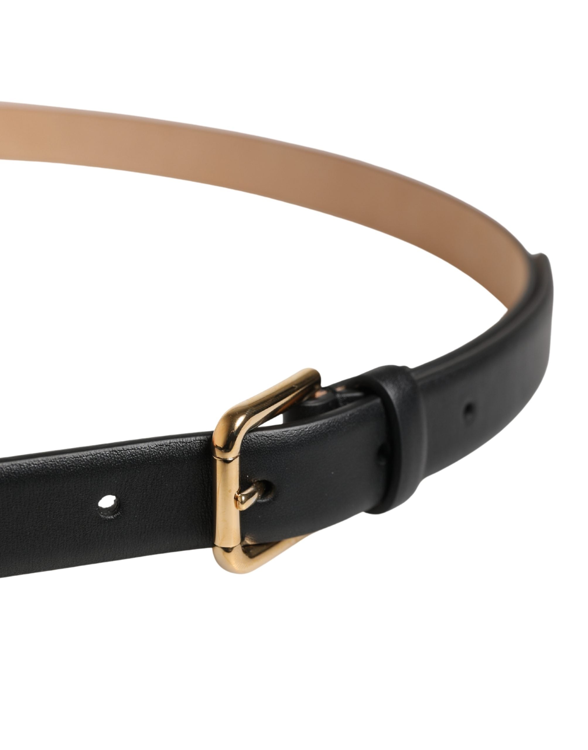 Dolce & Gabbana Black Classic Leather Gold Metal Buckle Belt
