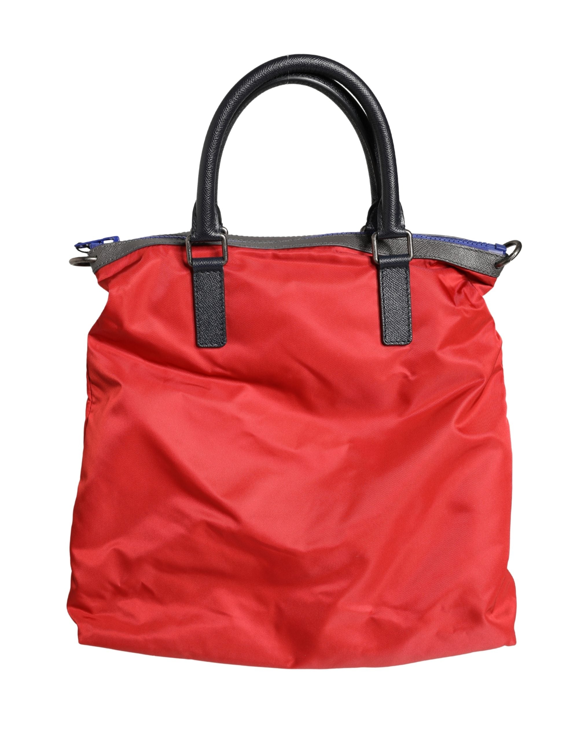 Dolce & Gabbana Red Nylon Multiple Compartments Tote Shoulder Borse Bag