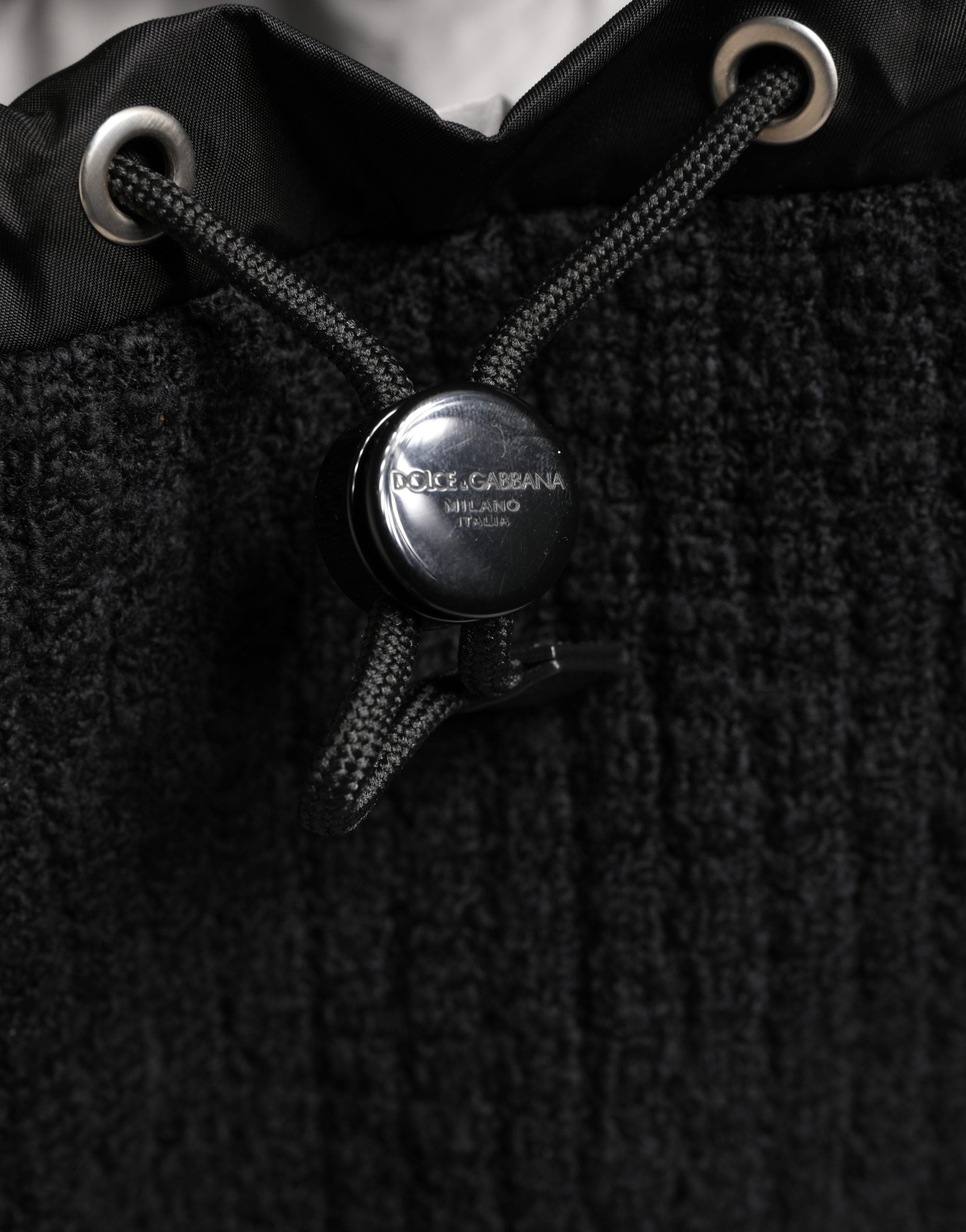 Dolce & Gabbana Black Tricot Wool Blend Duffel Backpack Travel Borse Bag