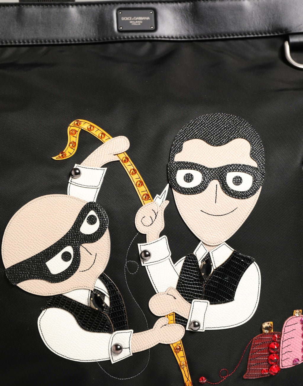 Dolce & Gabbana Black Leather #DGFamily Patch Shopping Tote Borse Bag