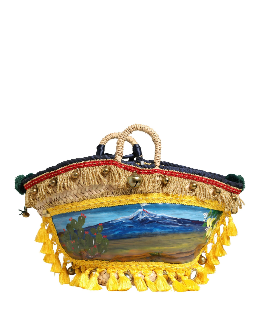 Dolce & Gabbana Multicolor Woven Straw Basket Embellished Sicily Bag